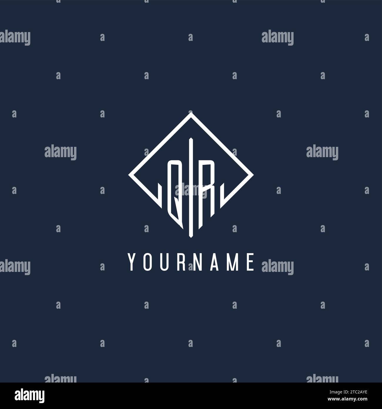 QR initial logo with luxury rectangle style design vector graphic Stock Vector