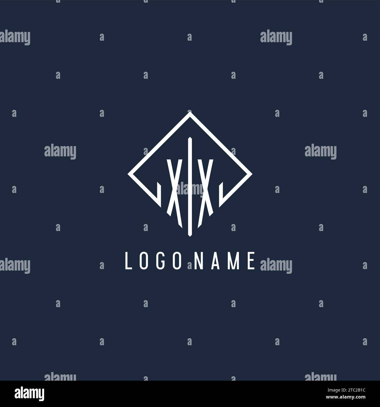 XX initial logo with luxury rectangle style design vector graphic Stock Vector