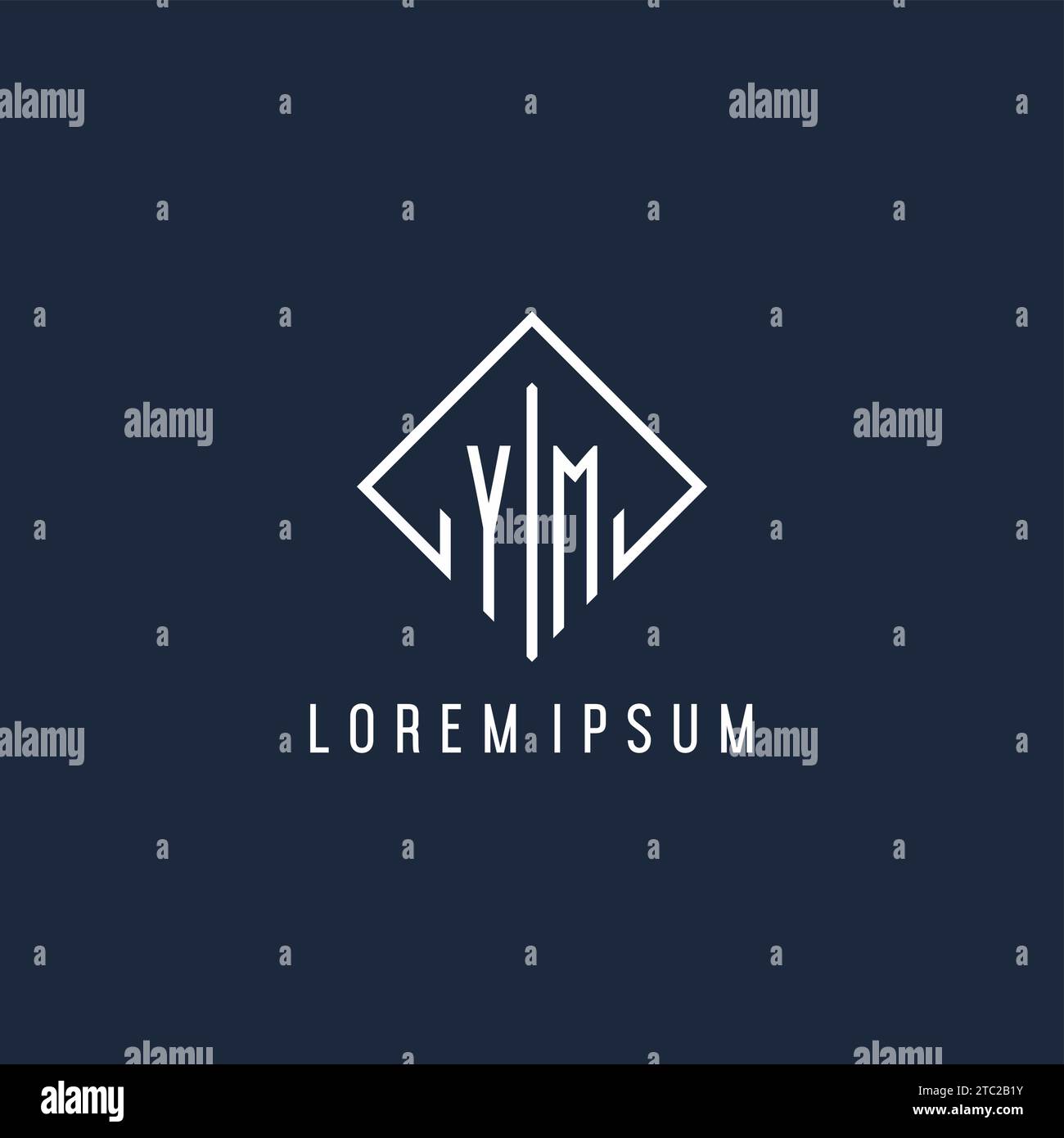 YM initial logo with luxury rectangle style design vector graphic Stock Vector