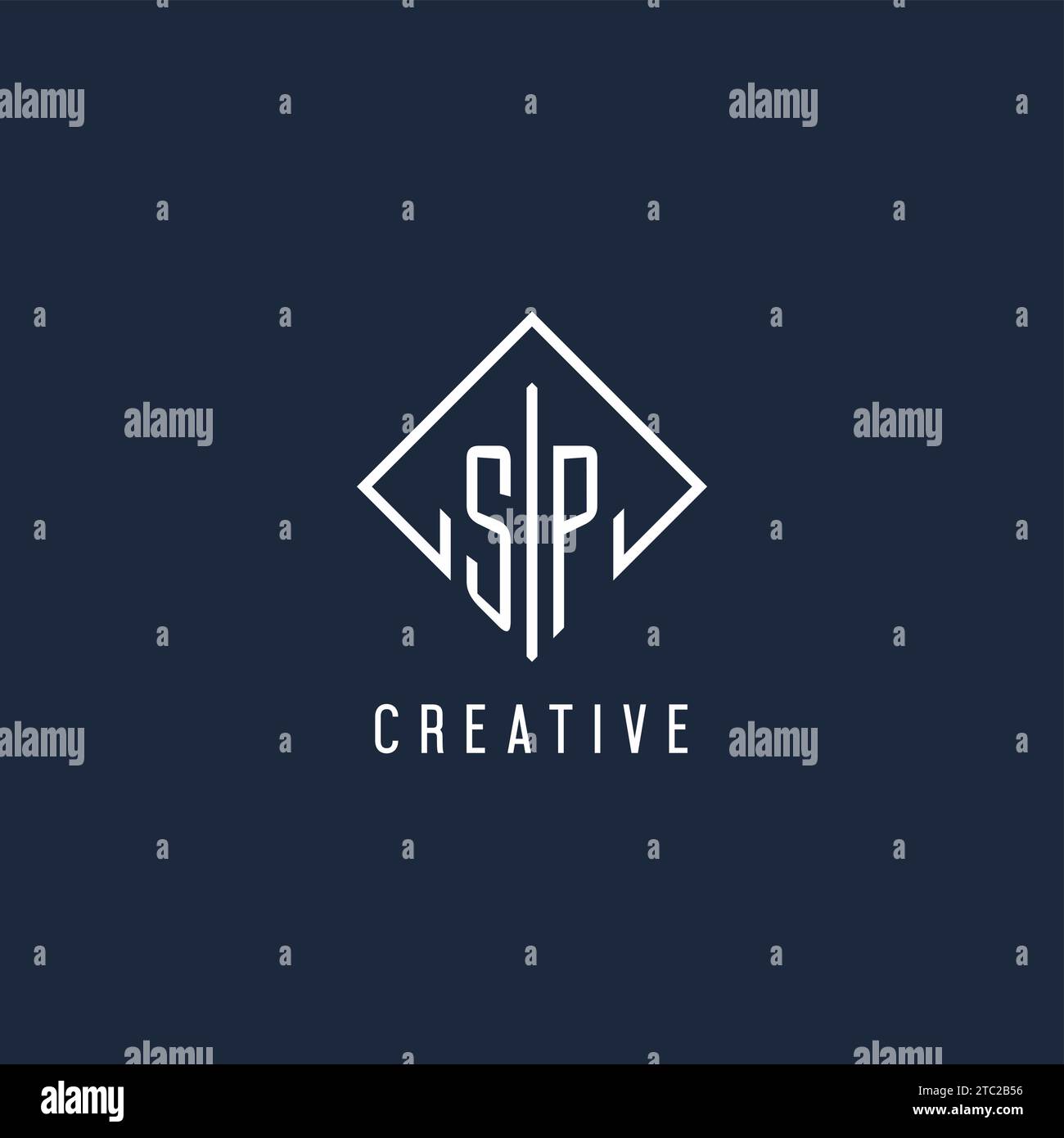 SP initial logo with luxury rectangle style design vector graphic Stock Vector