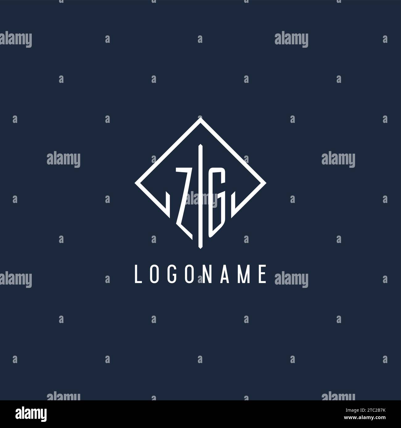 ZG initial logo with luxury rectangle style design vector graphic Stock Vector