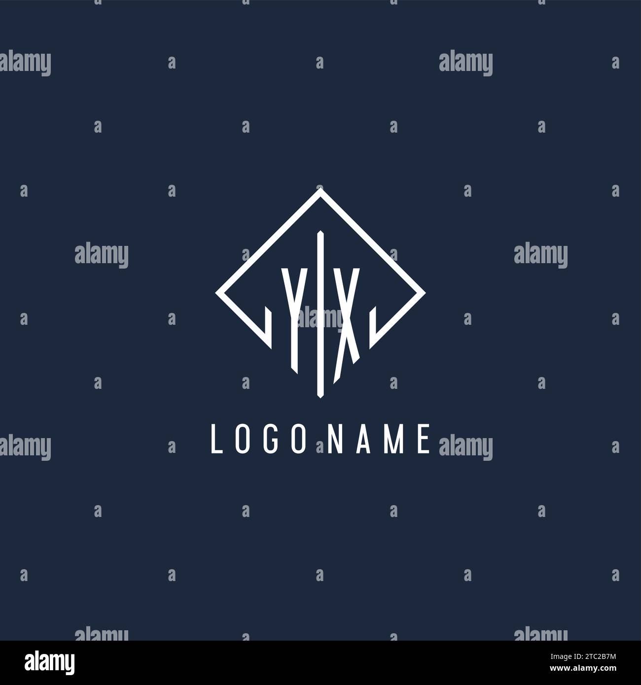 YX initial logo with luxury rectangle style design vector graphic Stock Vector