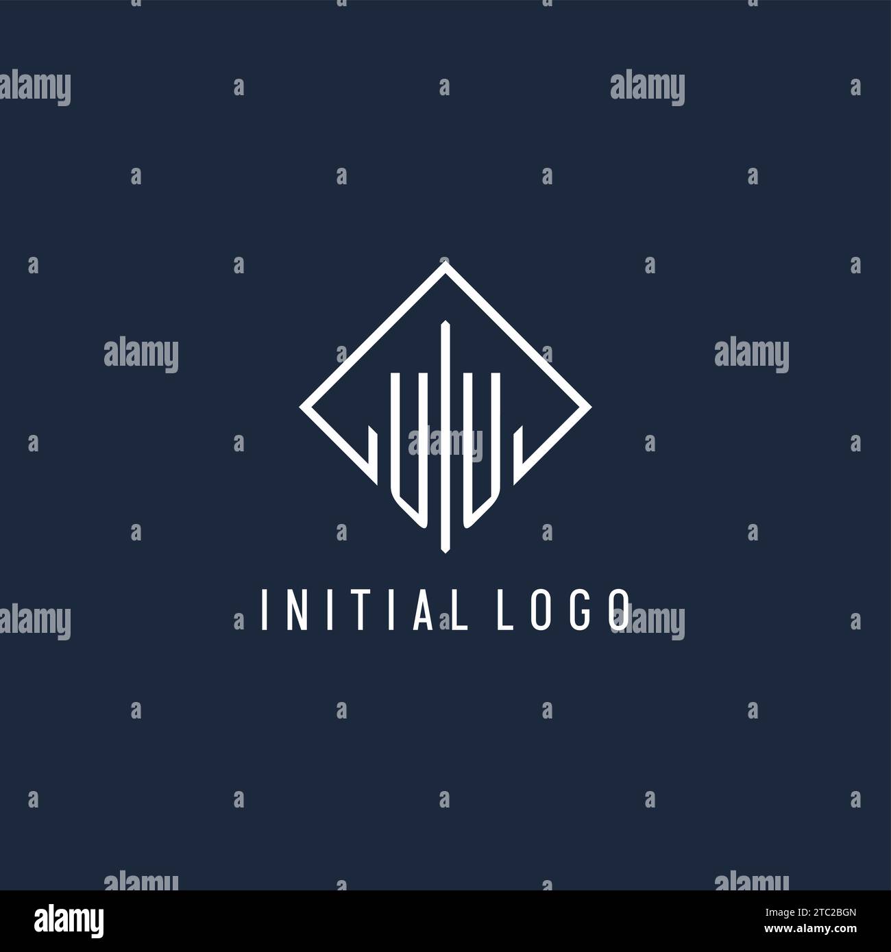 UU initial logo with luxury rectangle style design vector graphic Stock Vector
