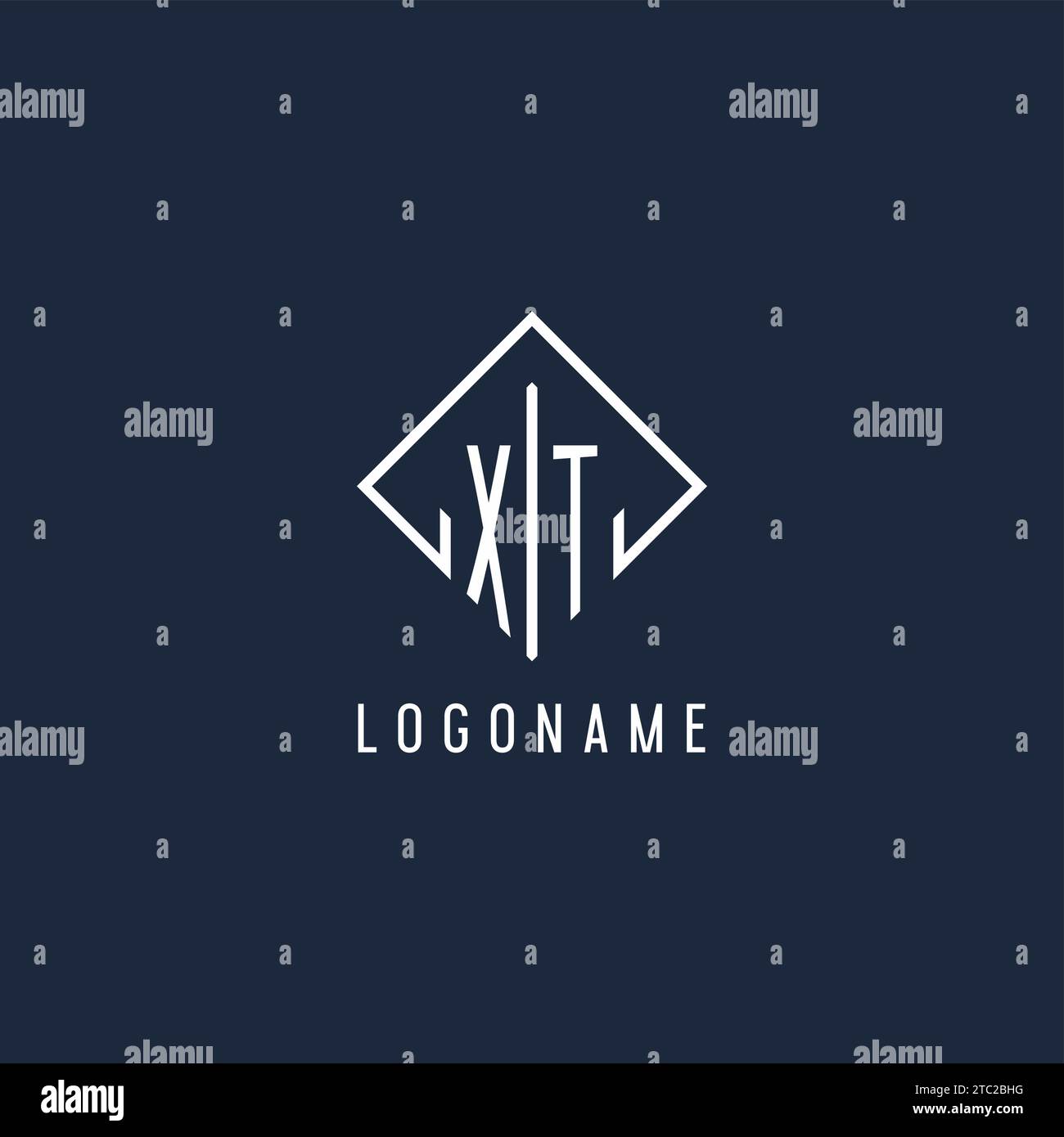 XT initial logo with luxury rectangle style design vector graphic Stock Vector