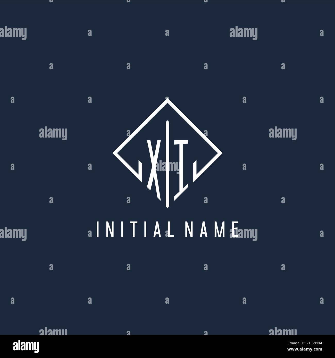 XI initial logo with luxury rectangle style design vector graphic Stock Vector