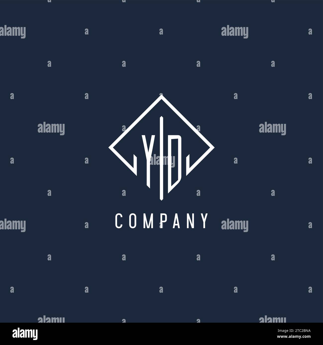 YD initial logo with luxury rectangle style design vector graphic Stock Vector