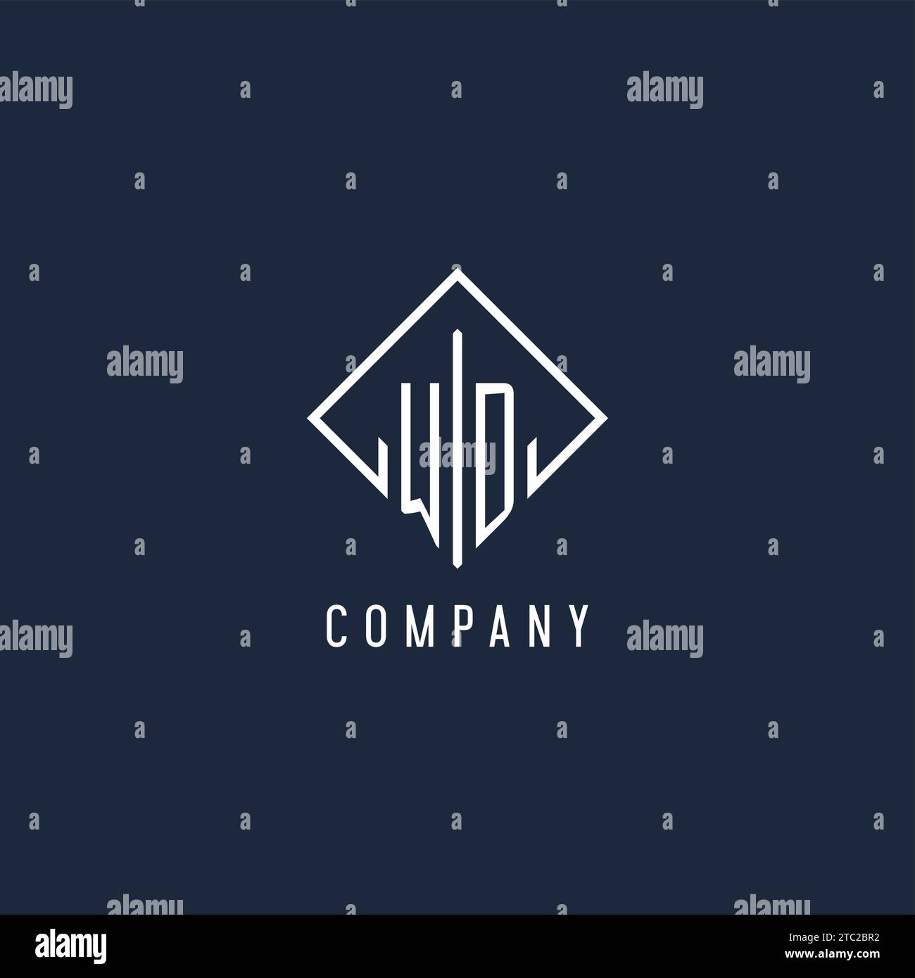 WD initial logo with luxury rectangle style design vector graphic Stock Vector