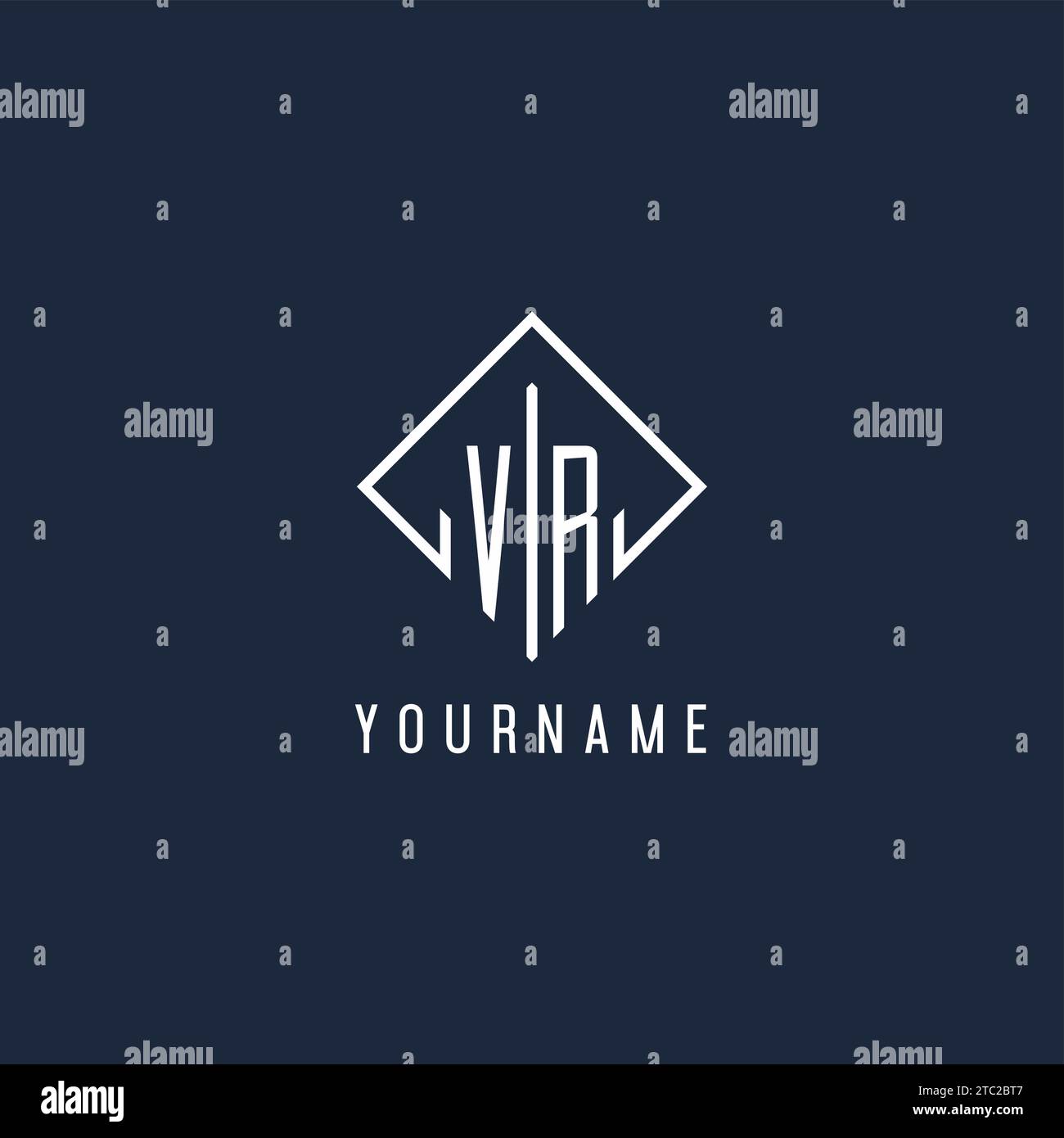 VR initial logo with luxury rectangle style design vector graphic Stock Vector