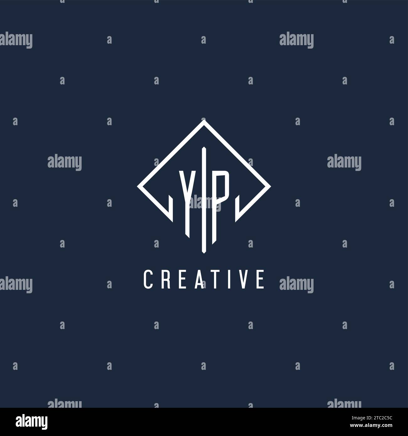 YP initial logo with luxury rectangle style design vector graphic Stock Vector