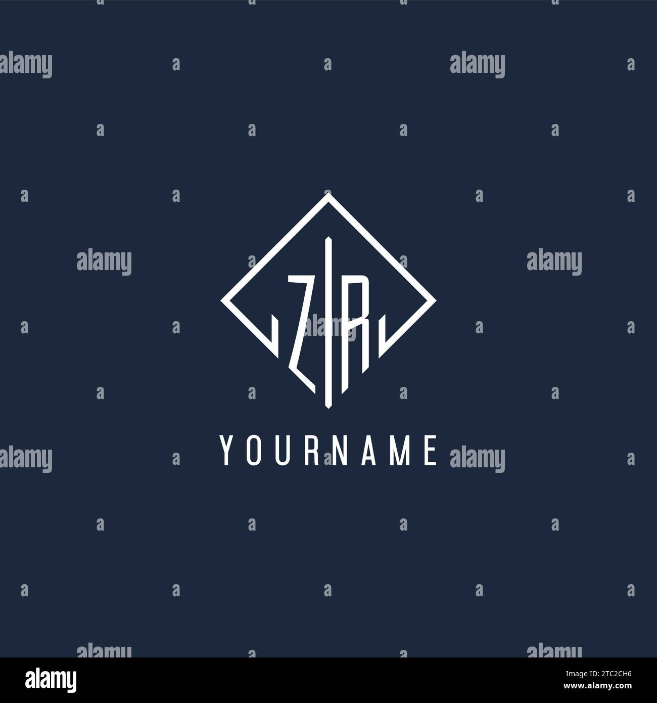 ZR initial logo with luxury rectangle style design vector graphic Stock Vector