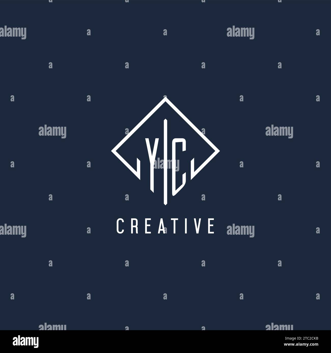 YC initial logo with luxury rectangle style design vector graphic Stock Vector