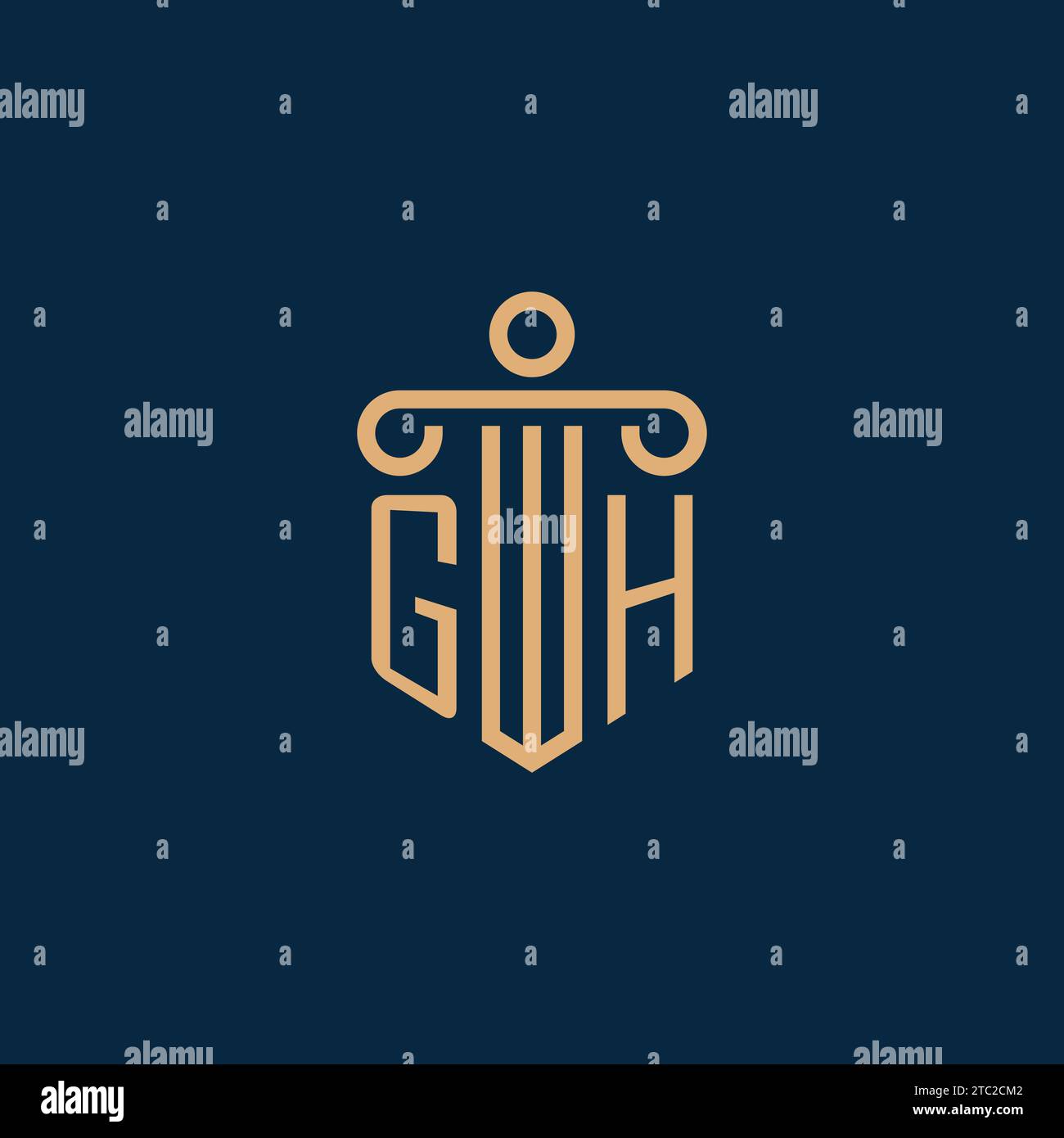 GH initial for law firm logo, lawyer logo with pillar icon Stock Vector ...