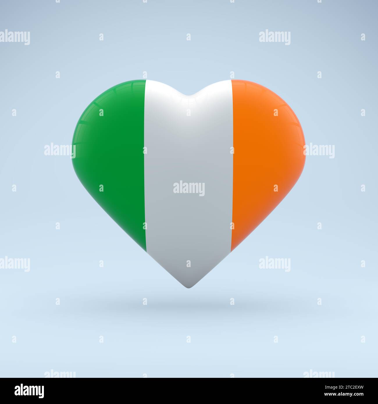 State symbol of Ireland on glossy badge. Icon in the shape of a heart with the image of the National Flag of Ireland as a symbol of pride, support Stock Photo