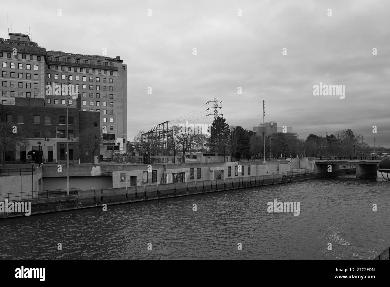 Flint River in downtown Flint Michigan USA Stock Photo