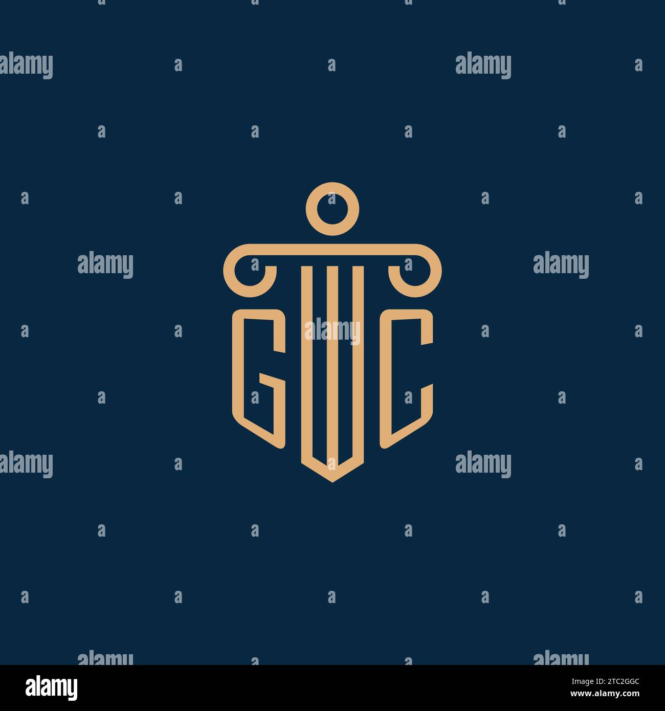 GC initial for law firm logo, lawyer logo with pillar icon Stock Vector