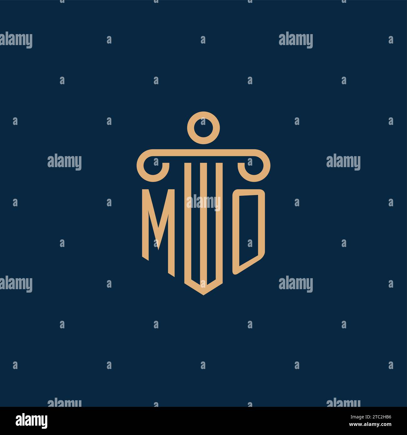 MO initial for law firm logo, lawyer logo with pillar icon Stock Vector