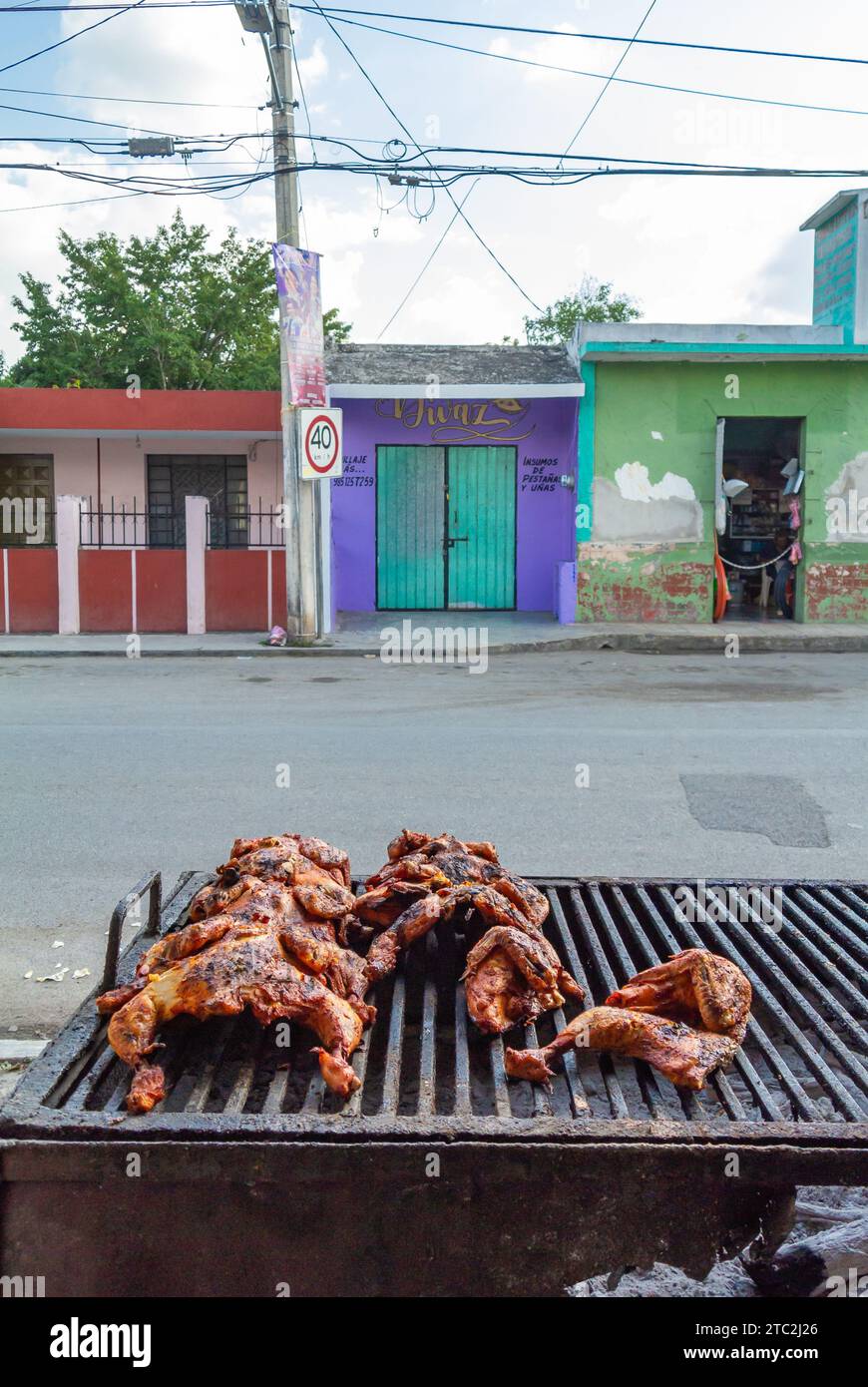 Valladolid, Yucatan, Mexico, Grilled Chicken in the street, Editorial ...