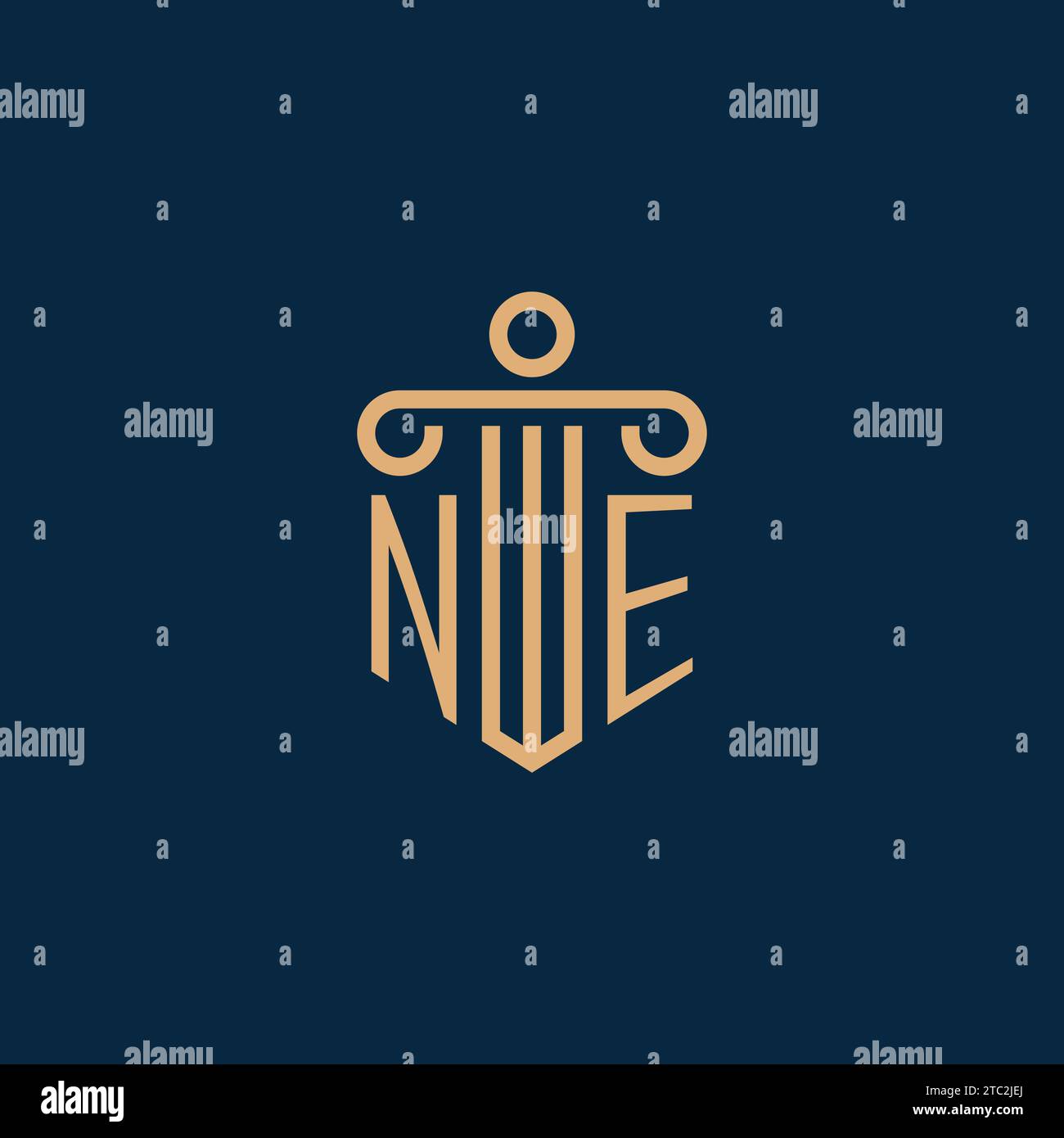 NE initial for law firm logo, lawyer logo with pillar icon Stock Vector