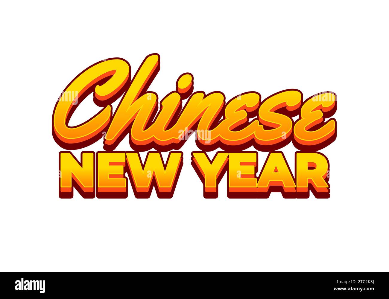Chinese new year. text effect design in 3D look. Yellow color Stock