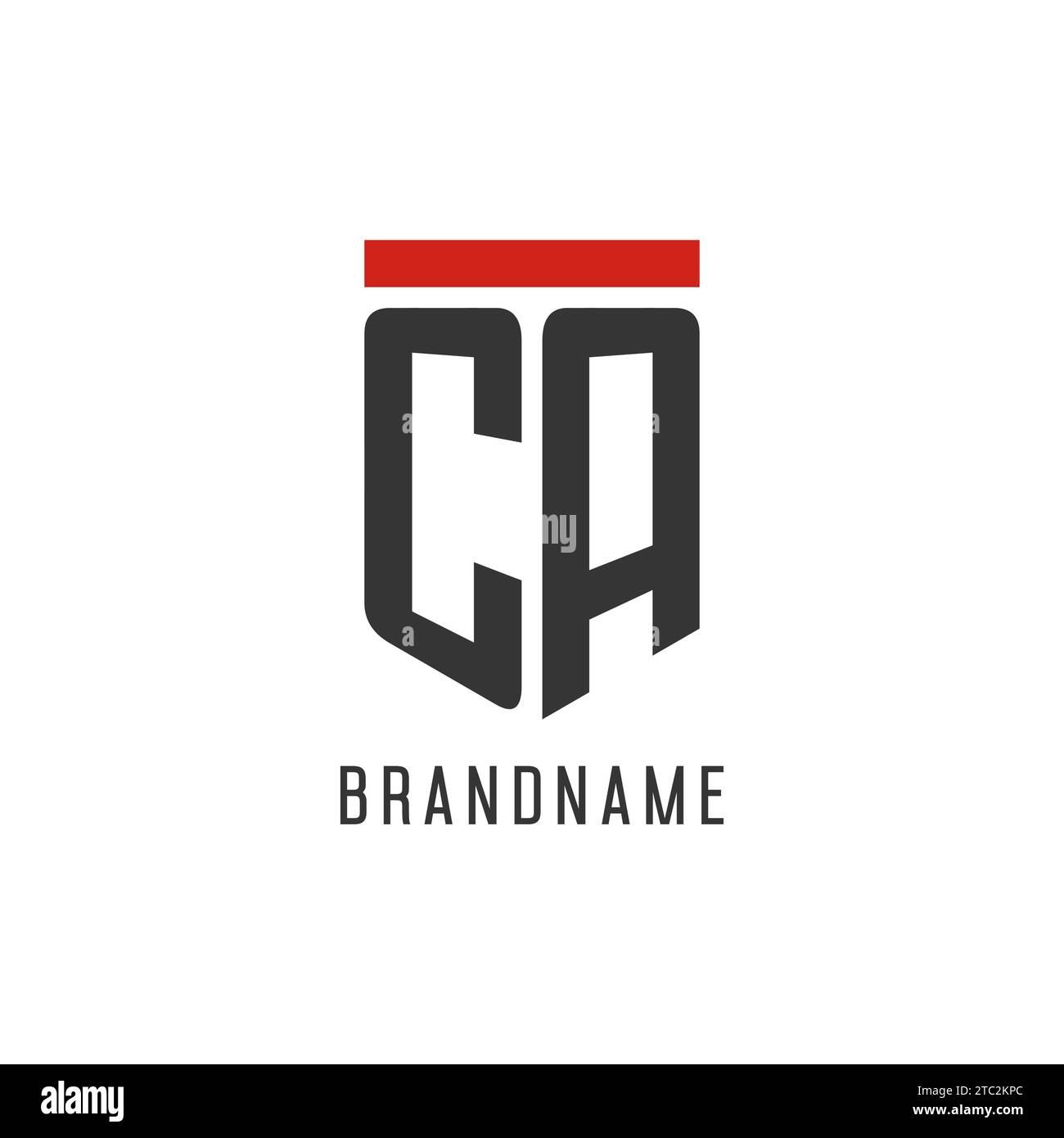 CA initial esport logo with simple shield design style vector graphic Stock Vector