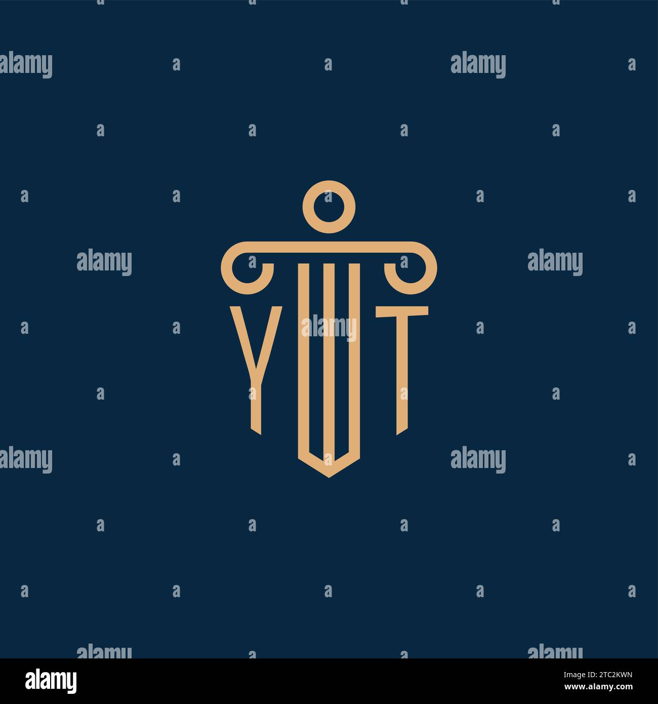 YT initial for law firm logo, lawyer logo with pillar icon Stock Vector