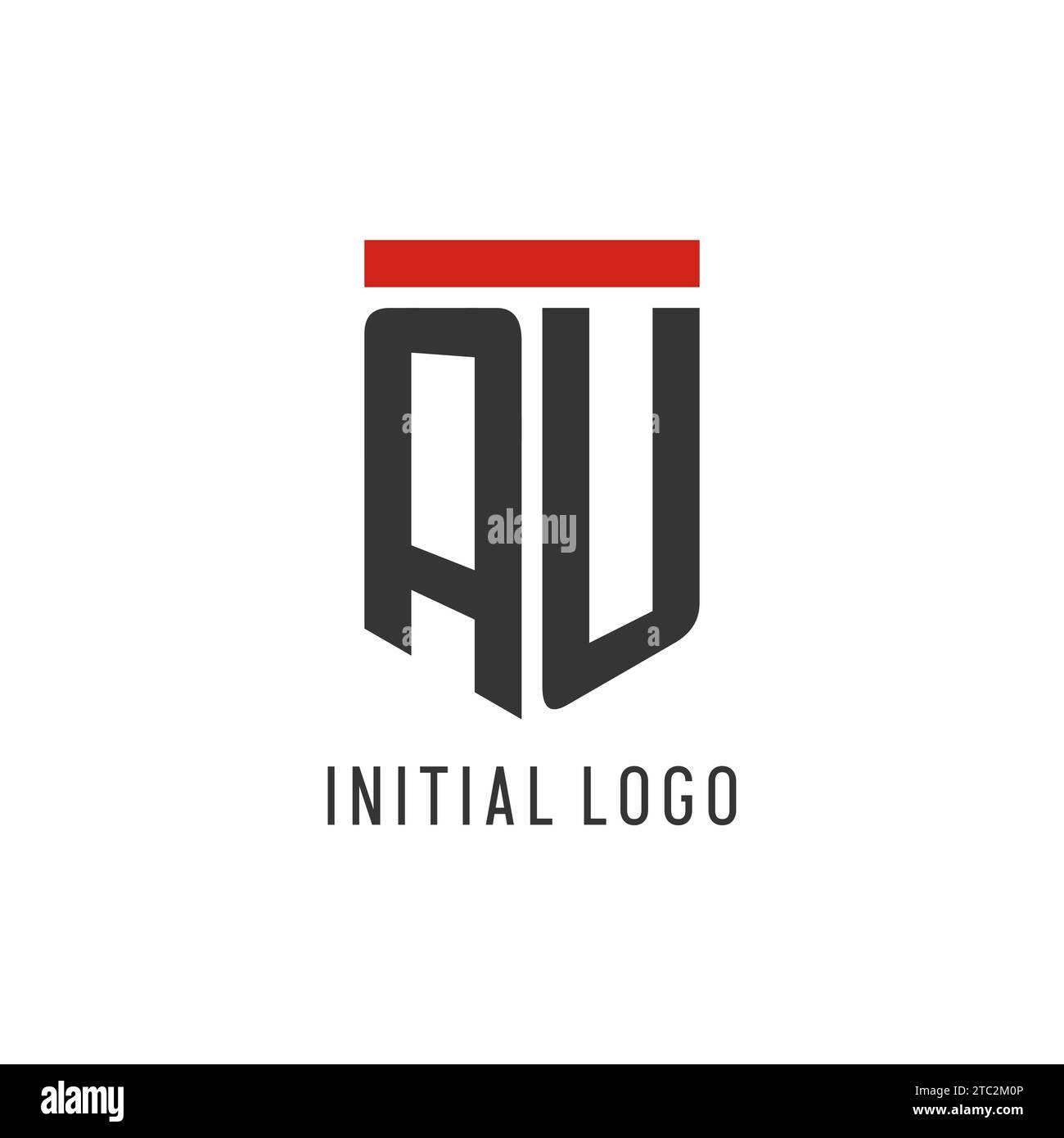 AU initial esport logo with simple shield design style vector graphic Stock Vector