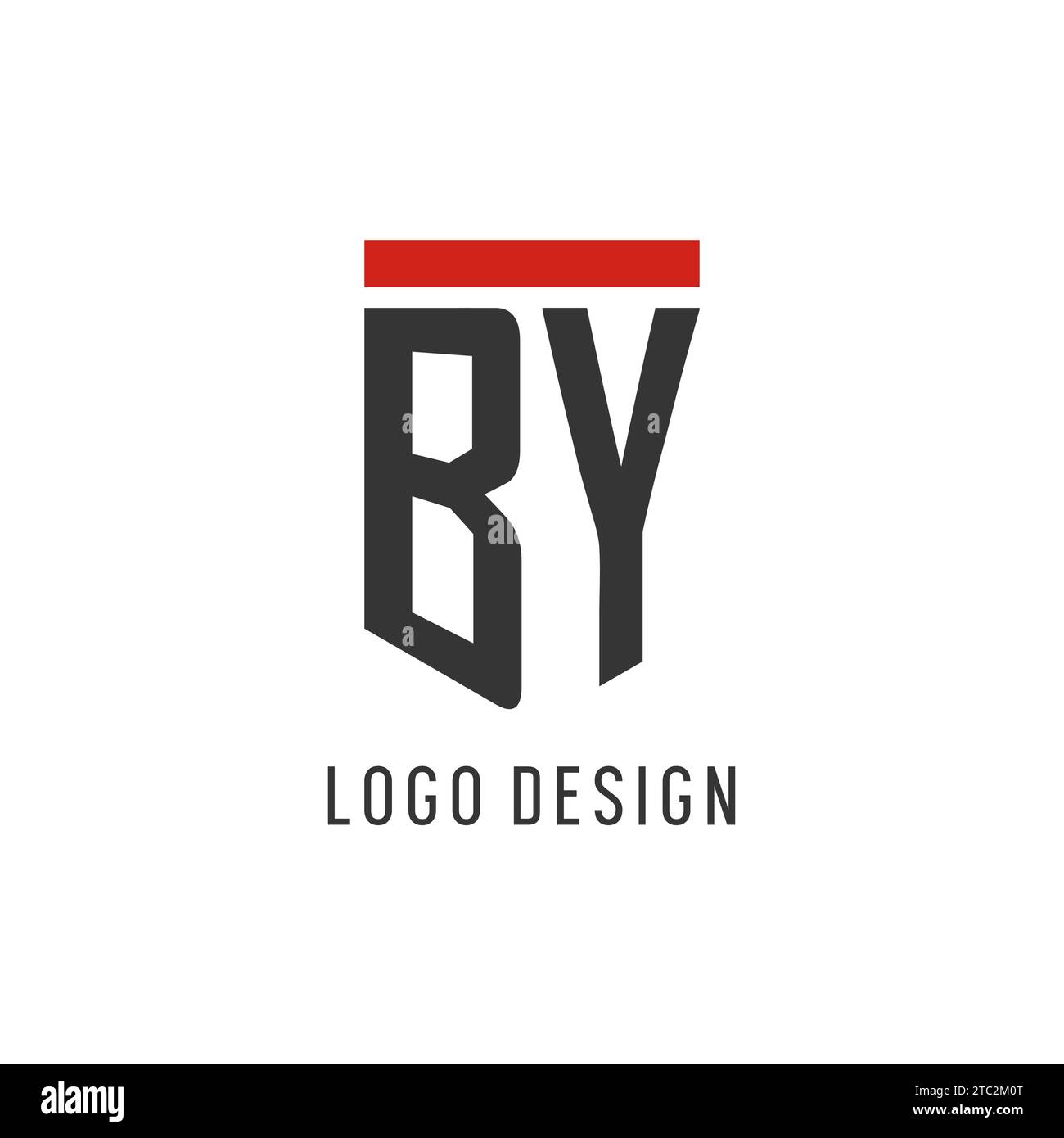 BY initial esport logo with simple shield design style vector graphic Stock Vector