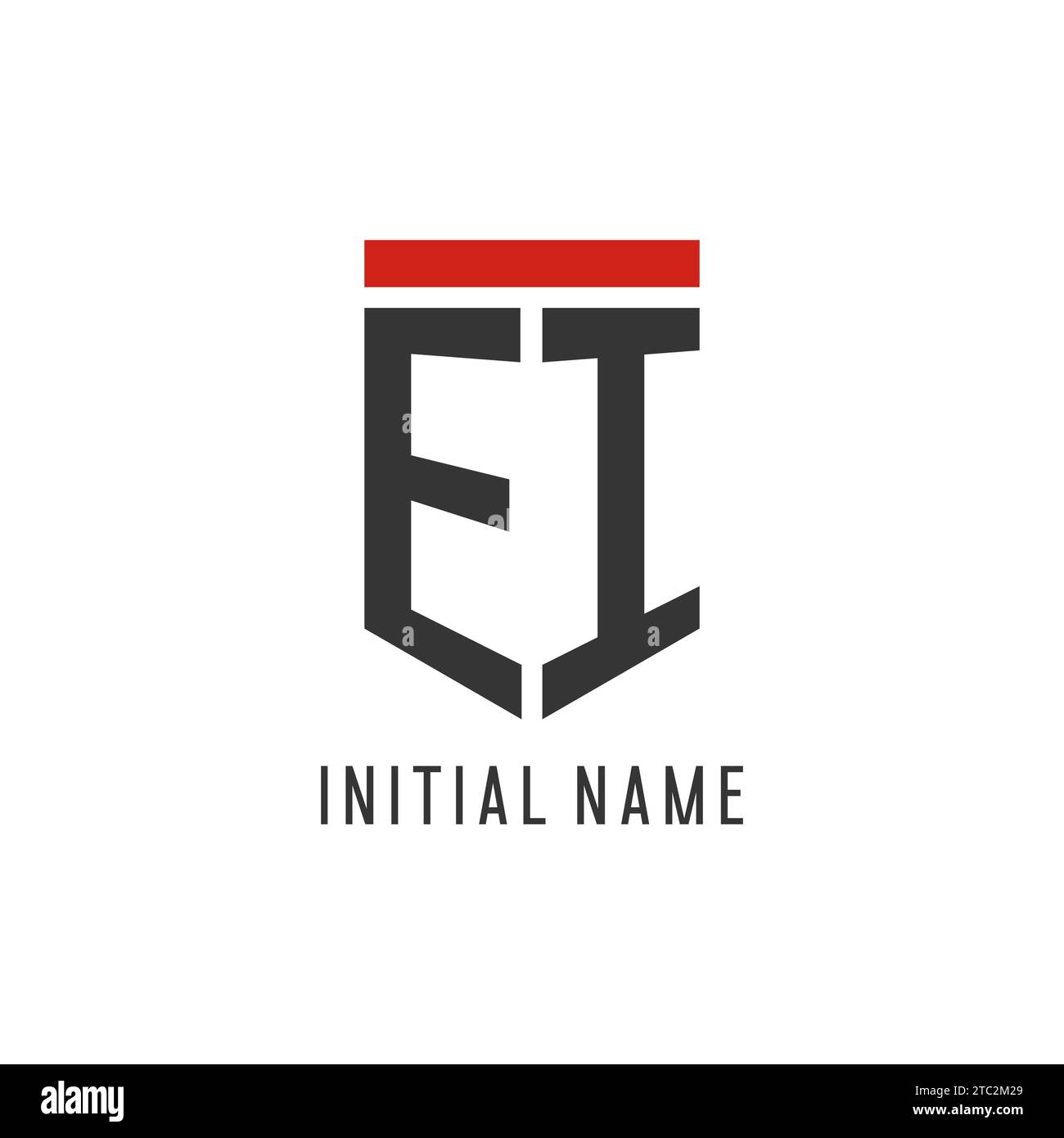EI initial esport logo with simple shield design style vector graphic Stock Vector