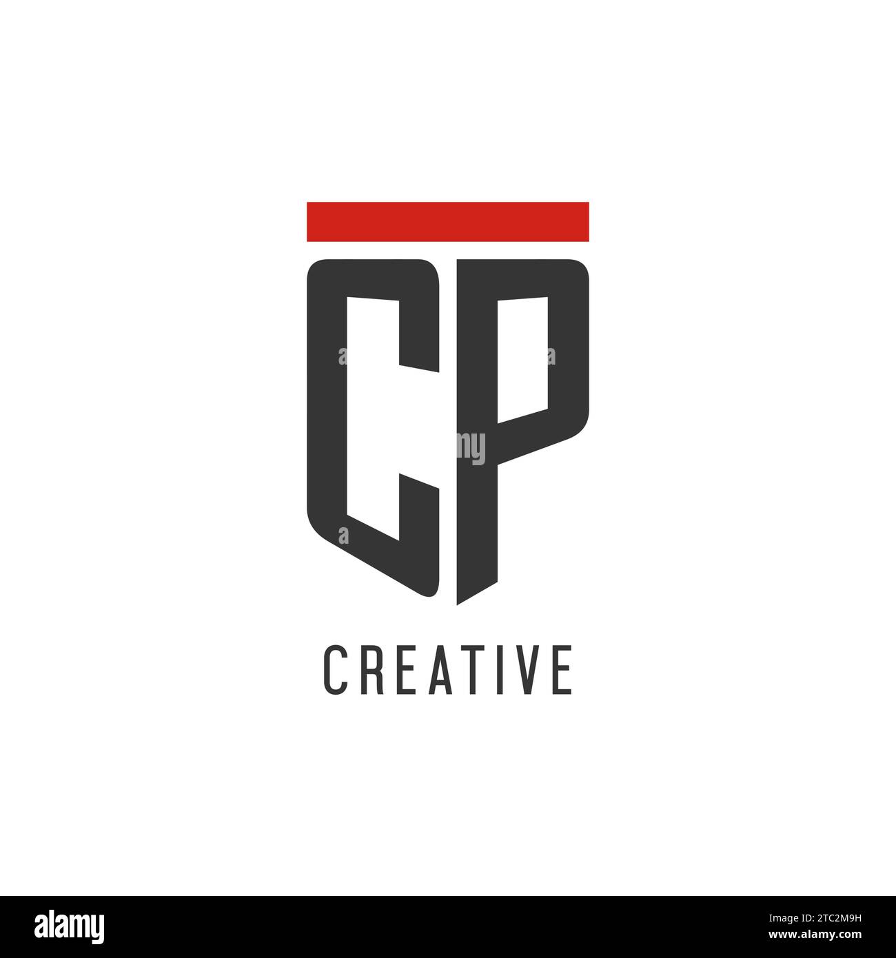 CP initial esport logo with simple shield design style vector graphic Stock Vector
