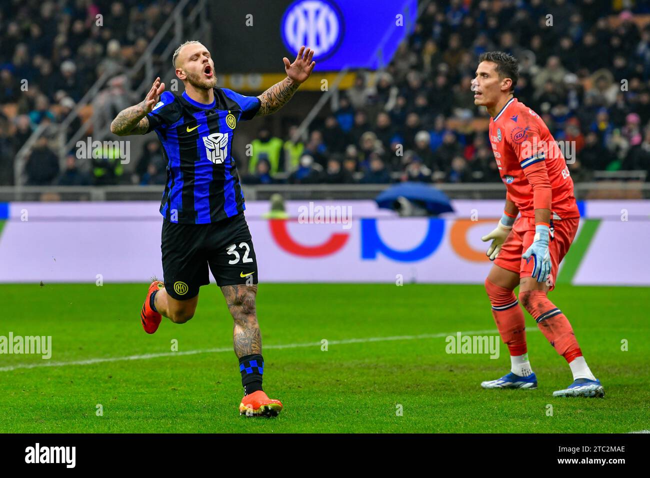 Milano, Italy. 09th Dec, 2023. Federico Dimarco (32) of Inter scores