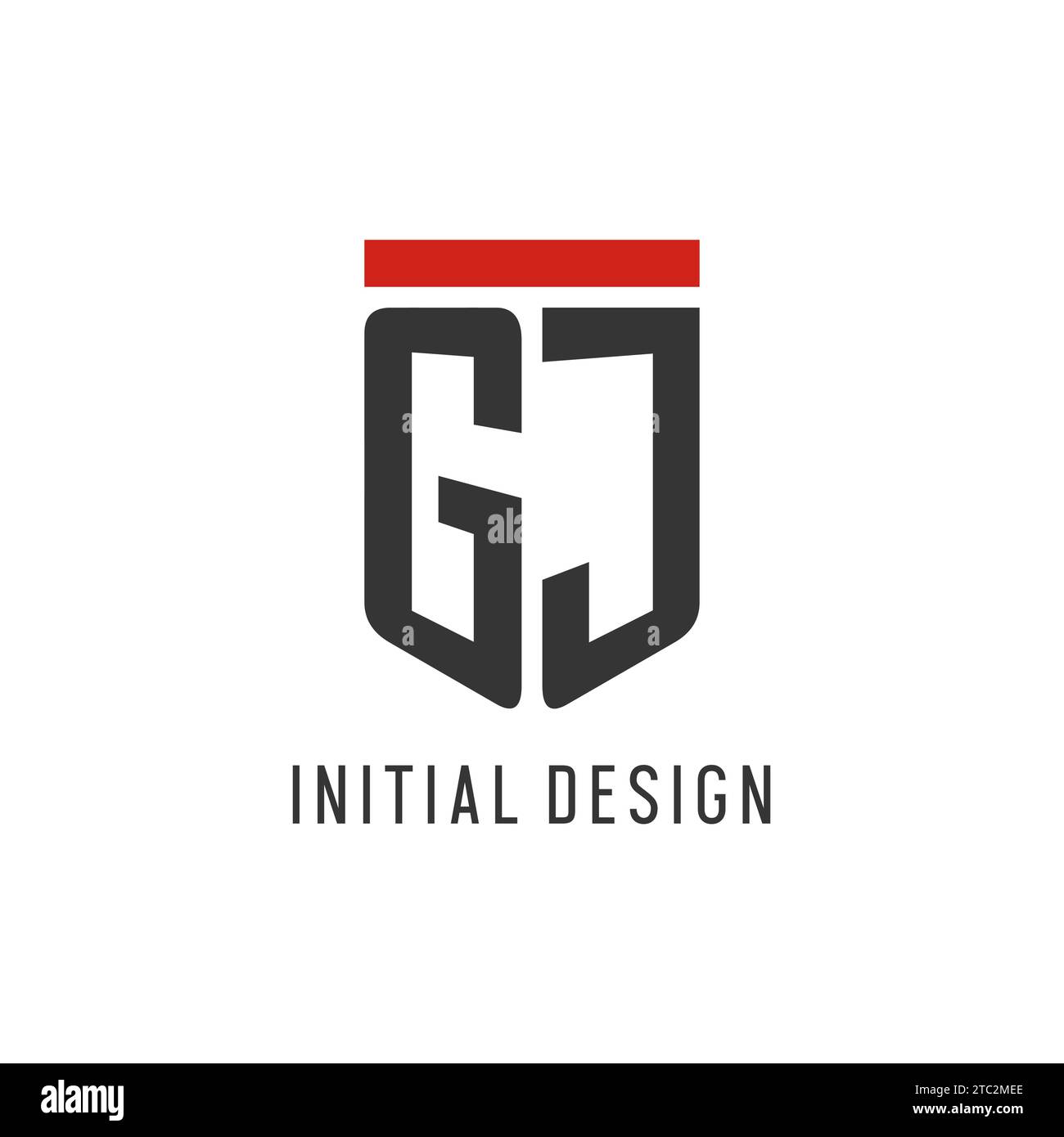 GJ initial esport logo with simple shield design style vector graphic Stock Vector
