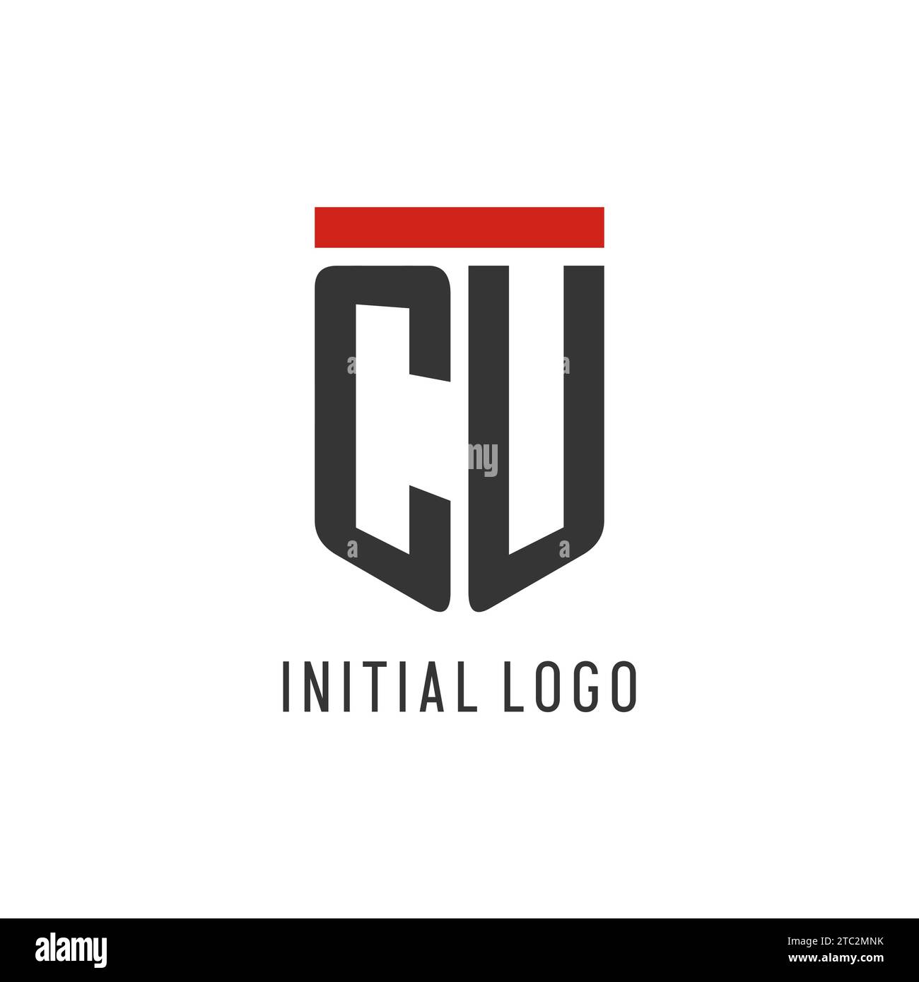 CU initial esport logo with simple shield design style vector graphic Stock Vector