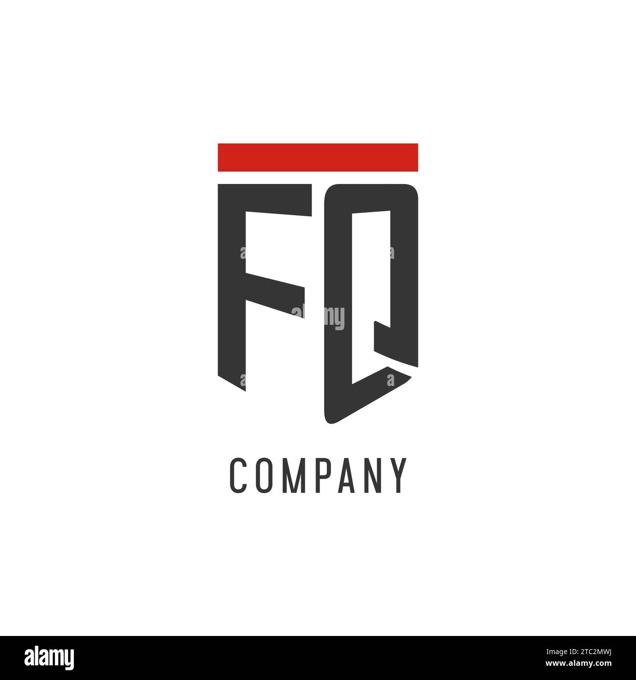 FQ initial esport logo with simple shield design style vector graphic Stock Vector