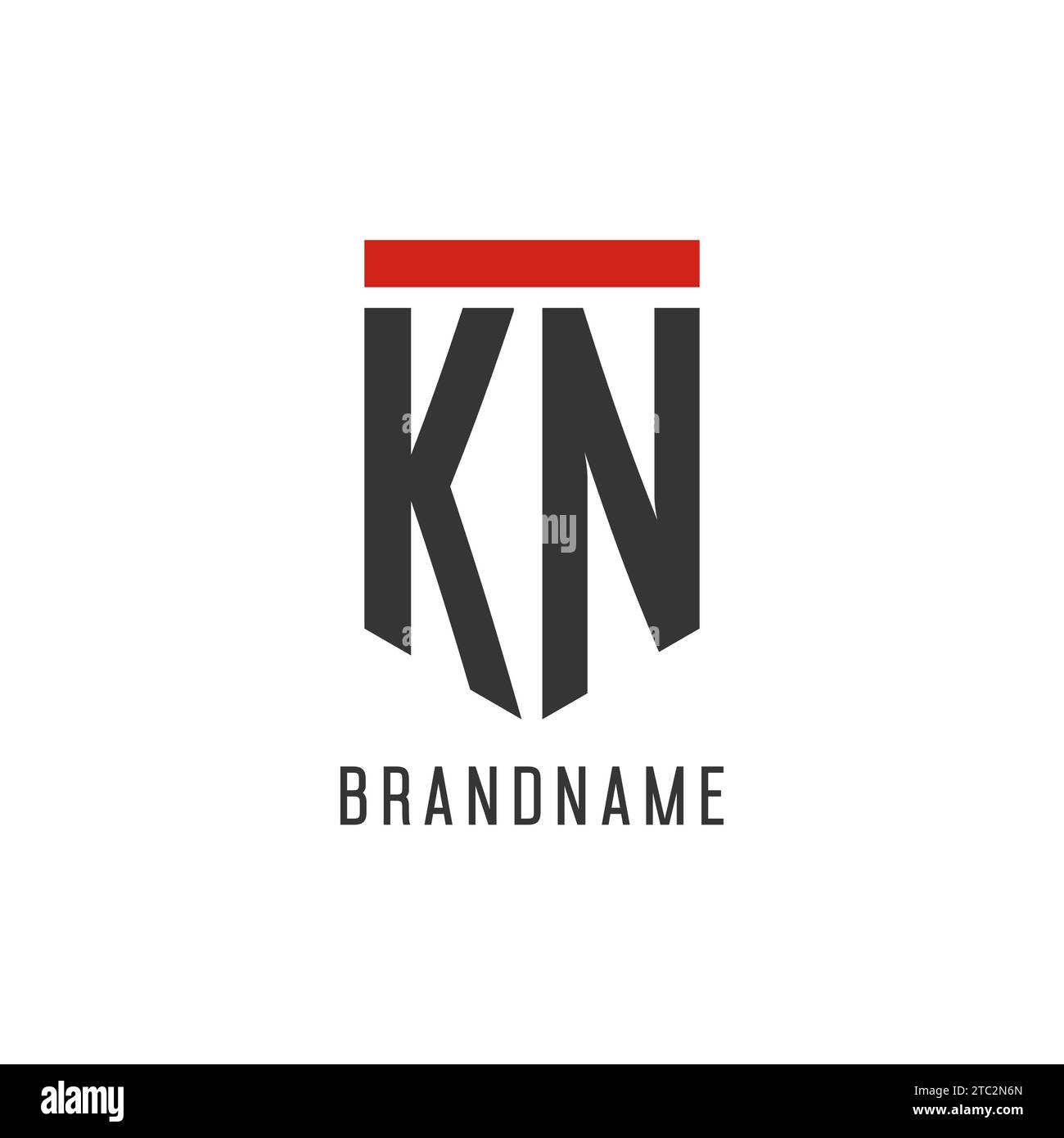 KN initial esport logo with simple shield design style vector graphic Stock Vector