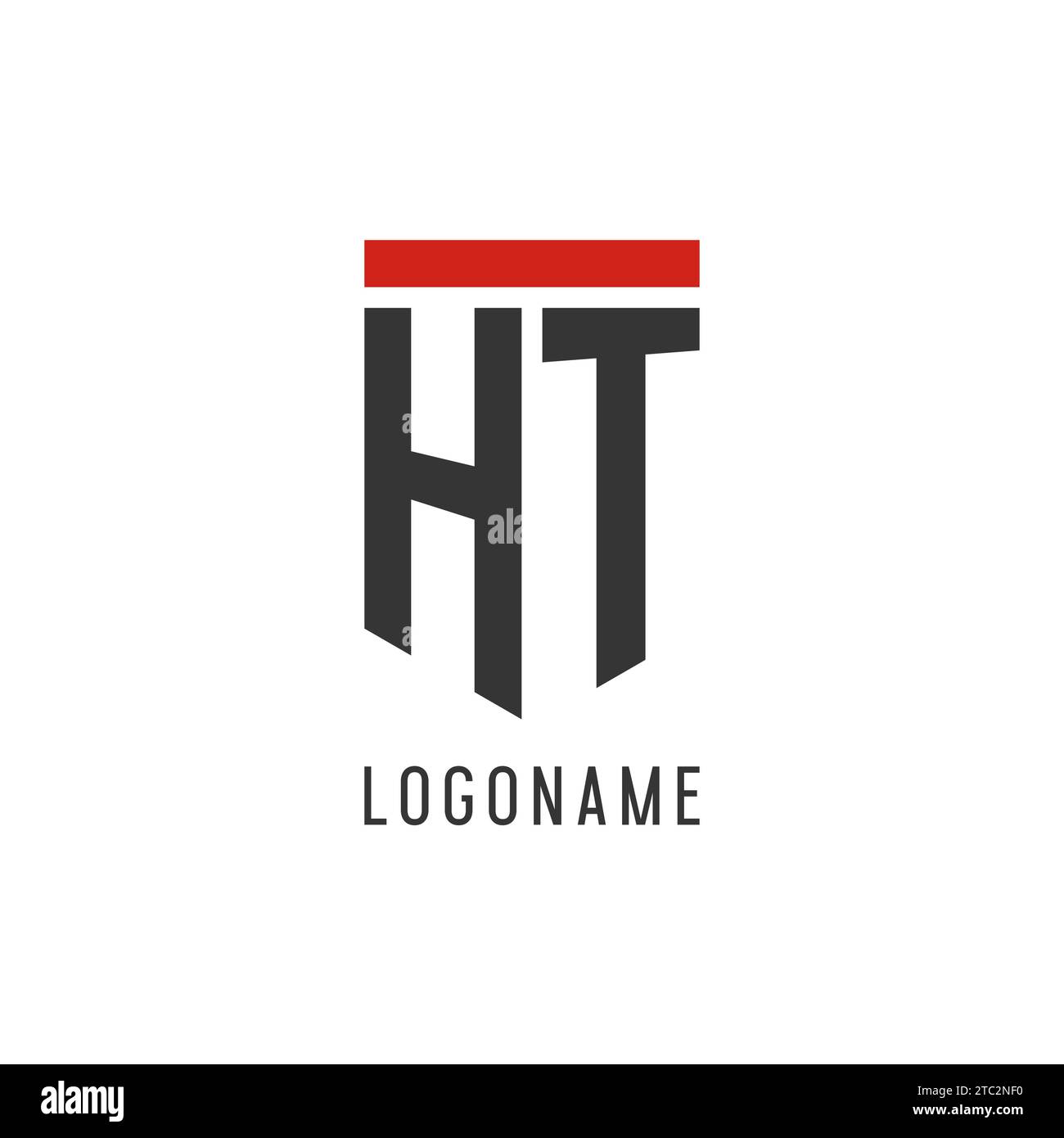 HT initial esport logo with simple shield design style vector graphic Stock Vector