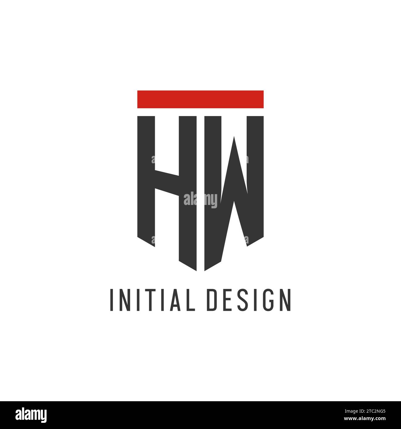 HW initial esport logo with simple shield design style vector graphic Stock Vector