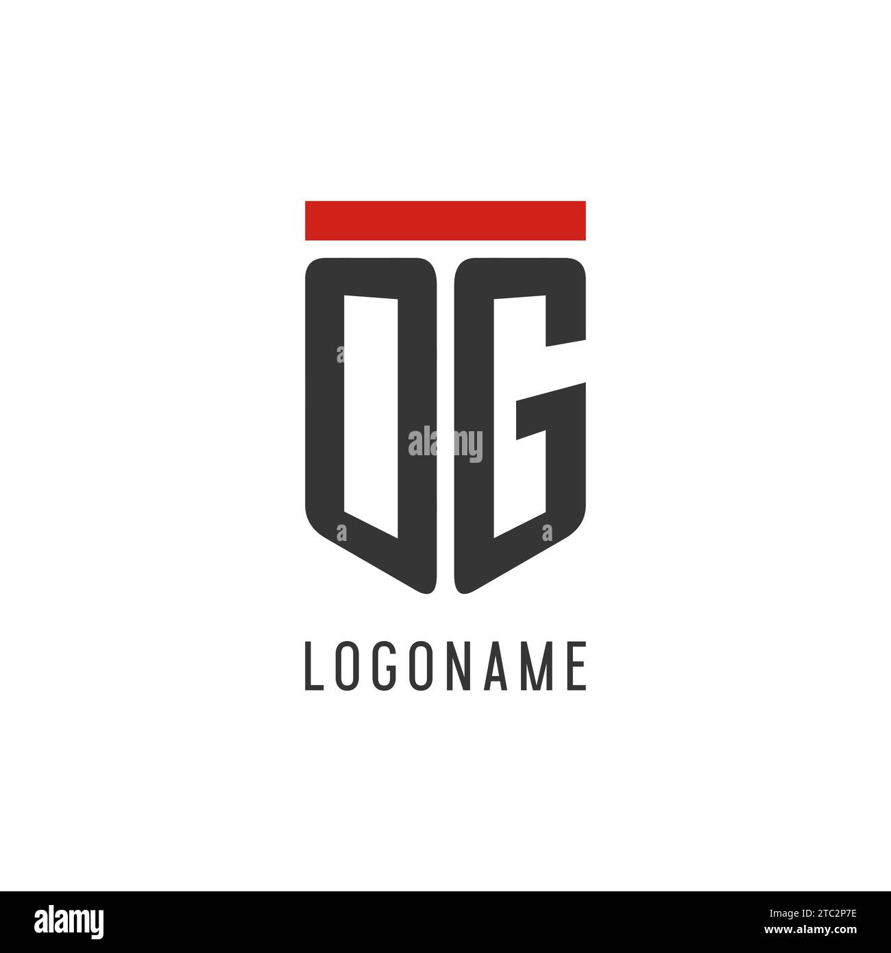 OG initial esport logo with simple shield design style vector graphic Stock Vector
