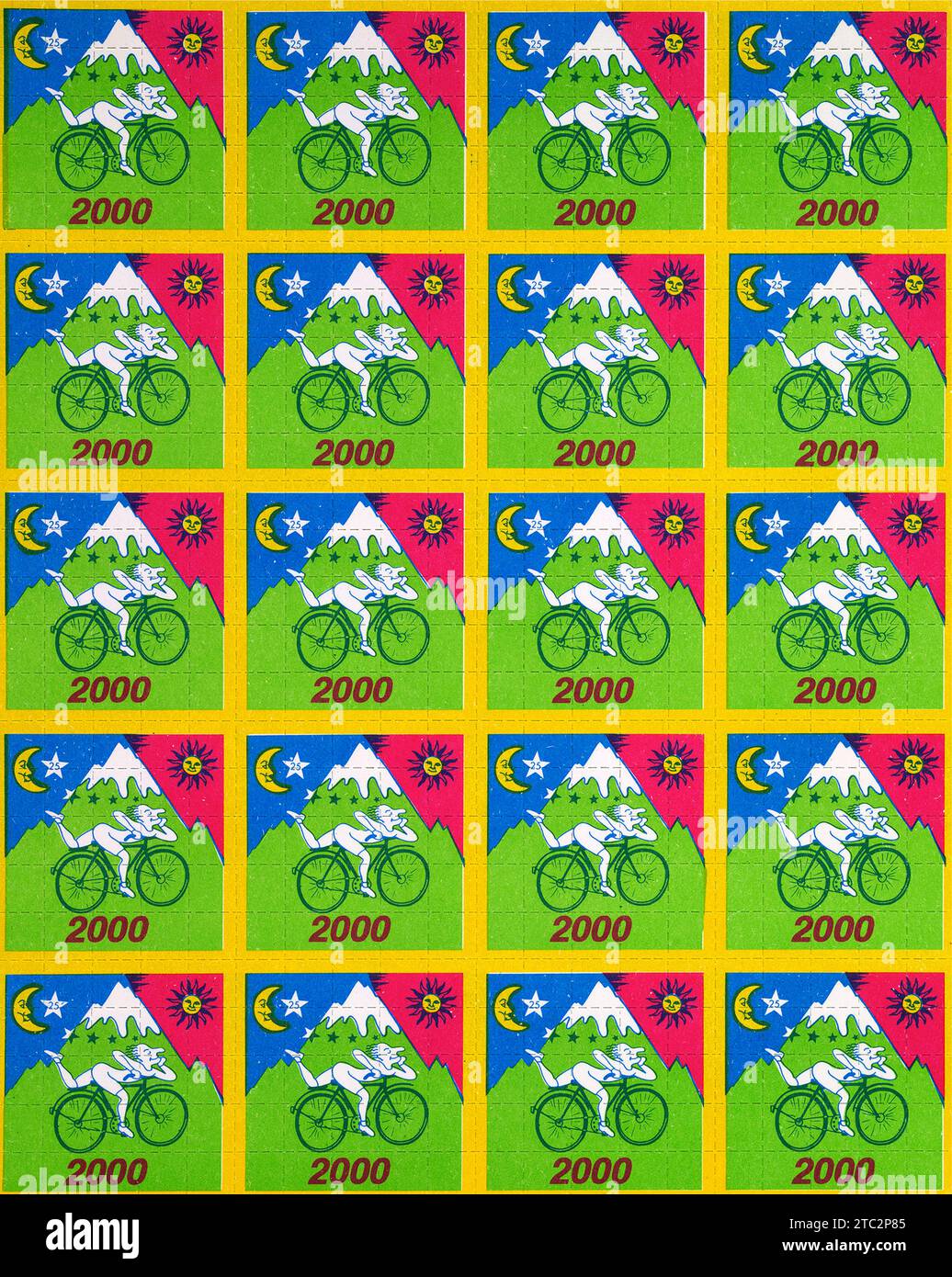 BICYCLE RIDE 2000 [2000] BLOTTER ACID - LSD [Lysergic Acid Diethylamide] Stock Photo