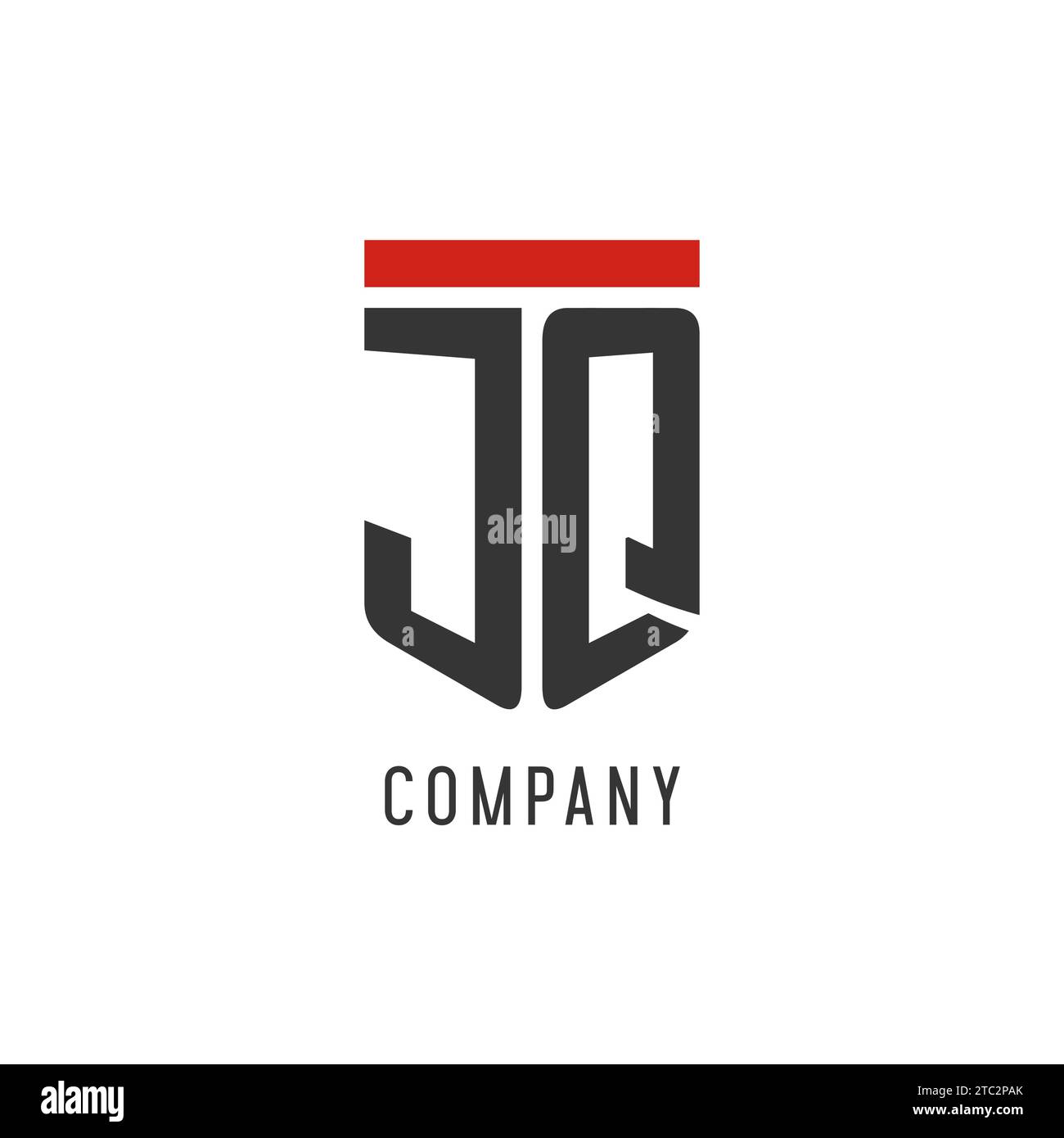 JQ initial esport logo with simple shield design style vector graphic