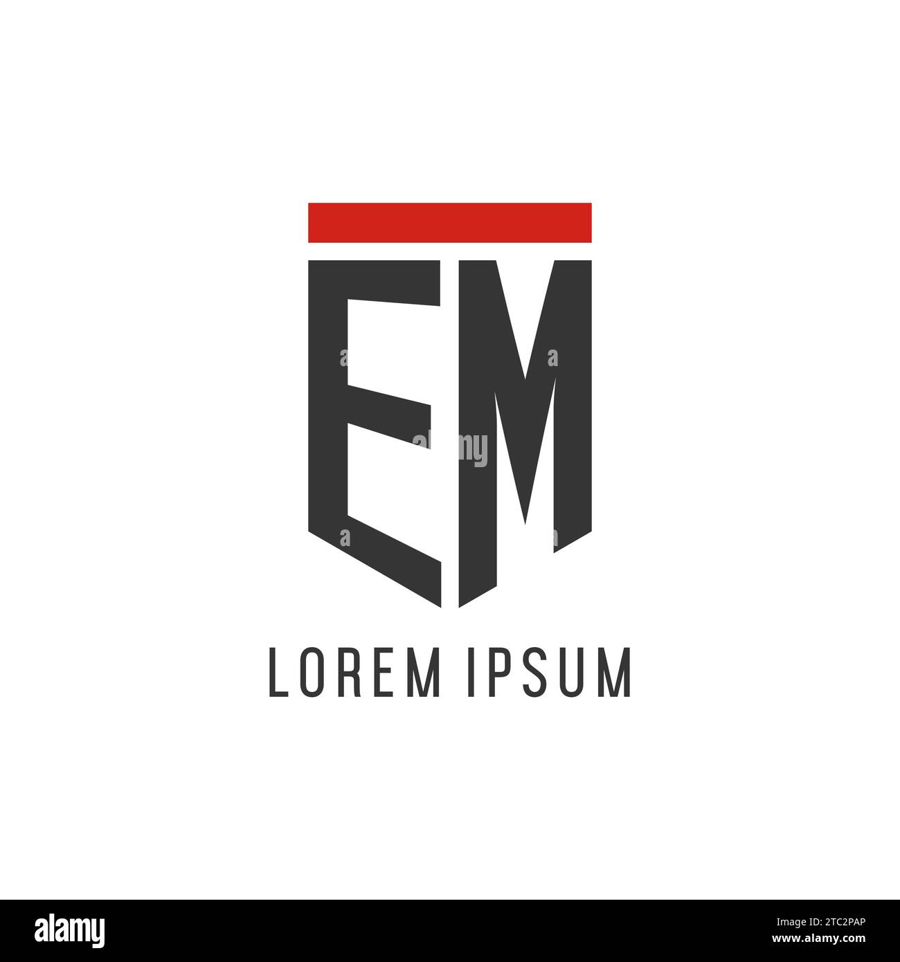 EM initial esport logo with simple shield design style vector graphic Stock Vector