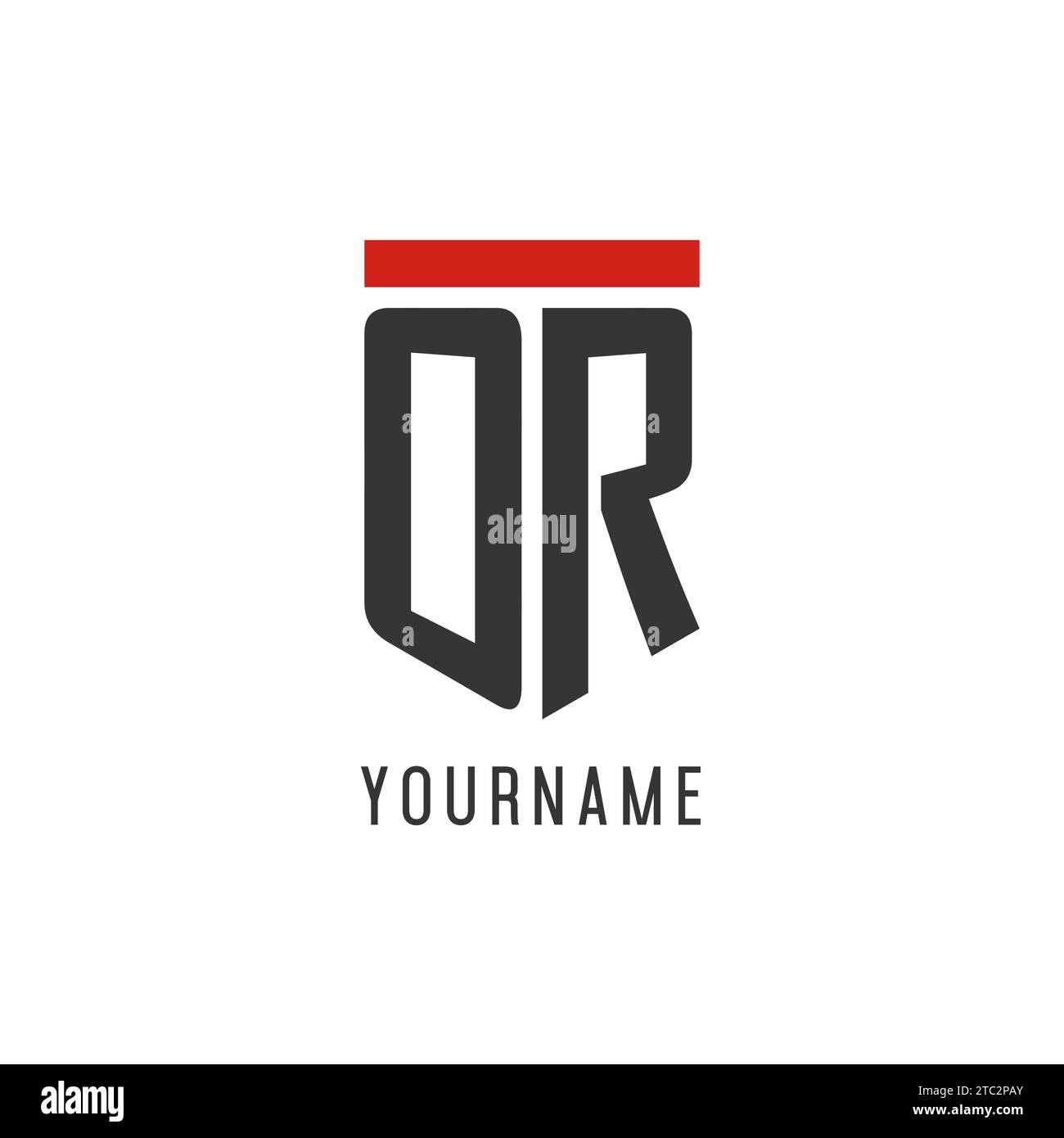OR initial esport logo with simple shield design style vector graphic Stock Vector