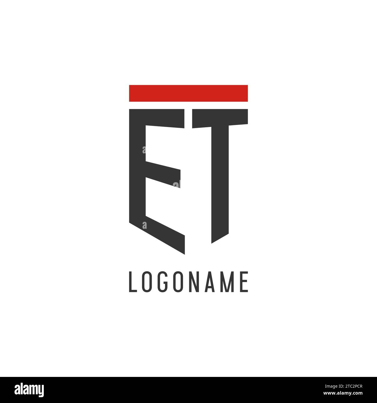 ET initial esport logo with simple shield design style vector graphic Stock Vector