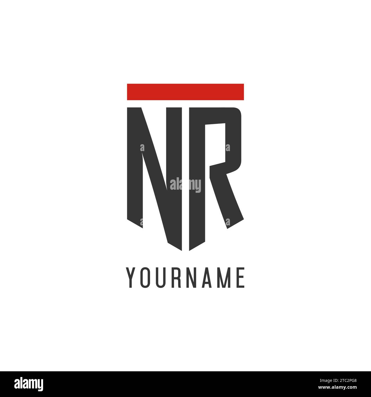 NR initial esport logo with simple shield design style vector graphic Stock Vector