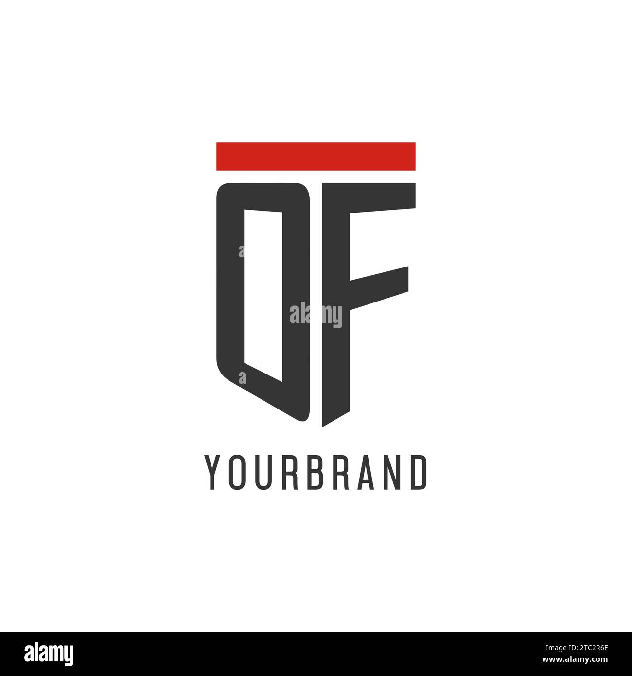 OF initial esport logo with simple shield design style vector graphic Stock Vector