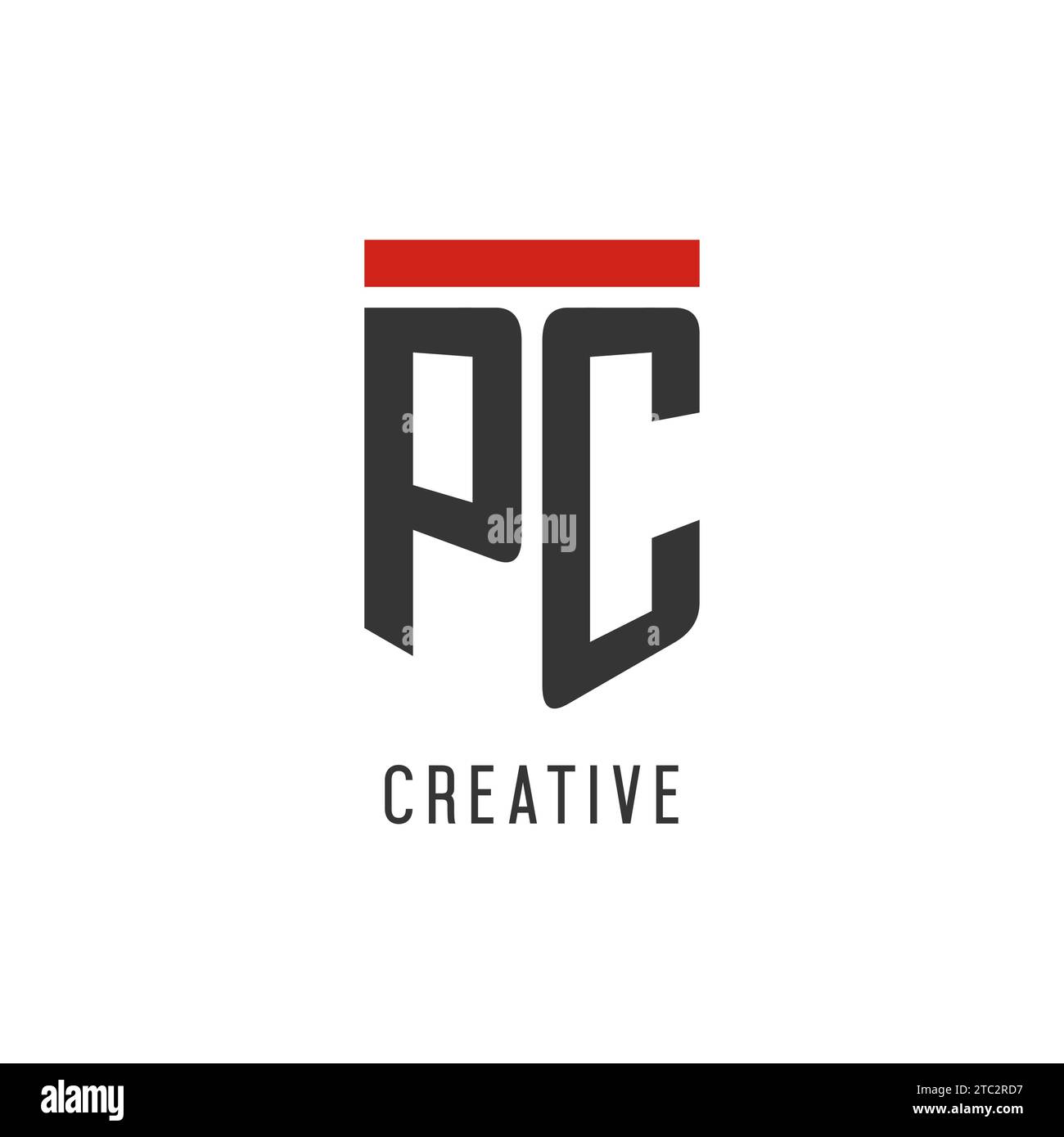 PC initial esport logo with simple shield design style vector graphic Stock Vector