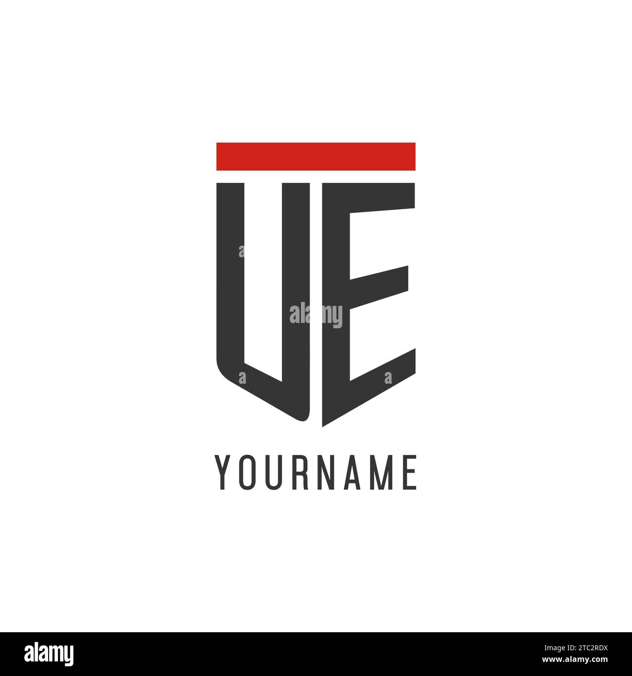 UE initial esport logo with simple shield design style vector graphic Stock Vector