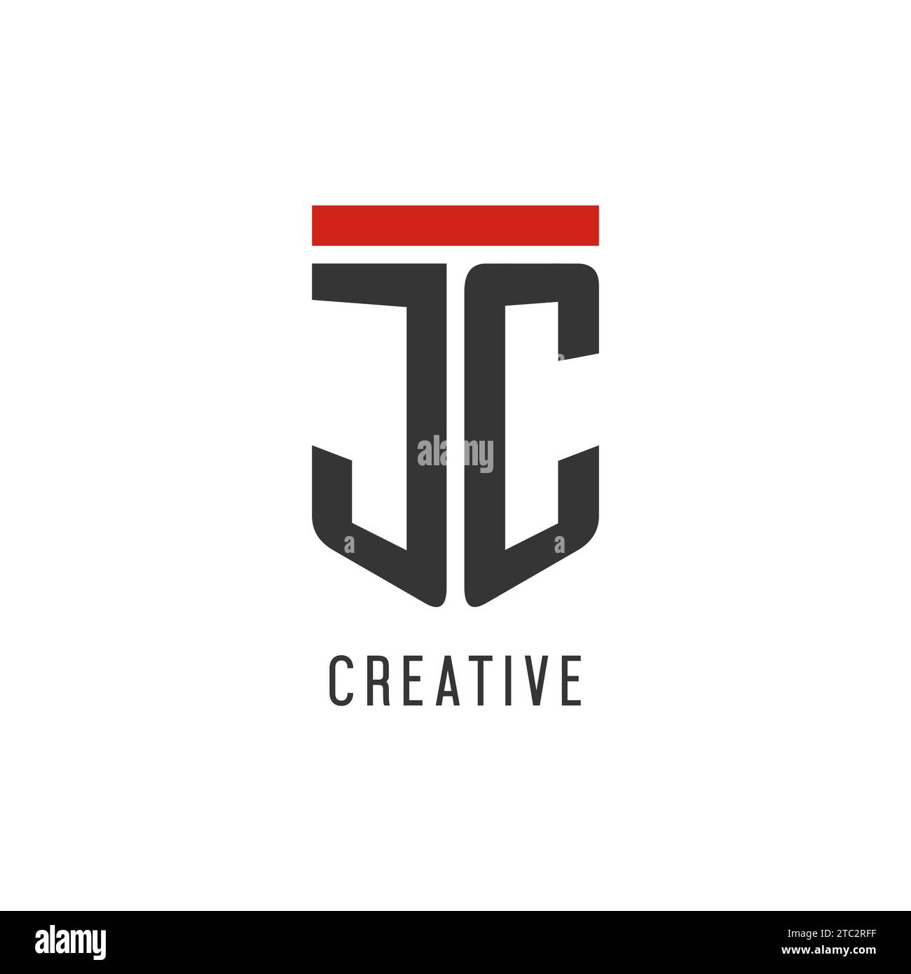 JC initial esport logo with simple shield design style vector graphic Stock Vector