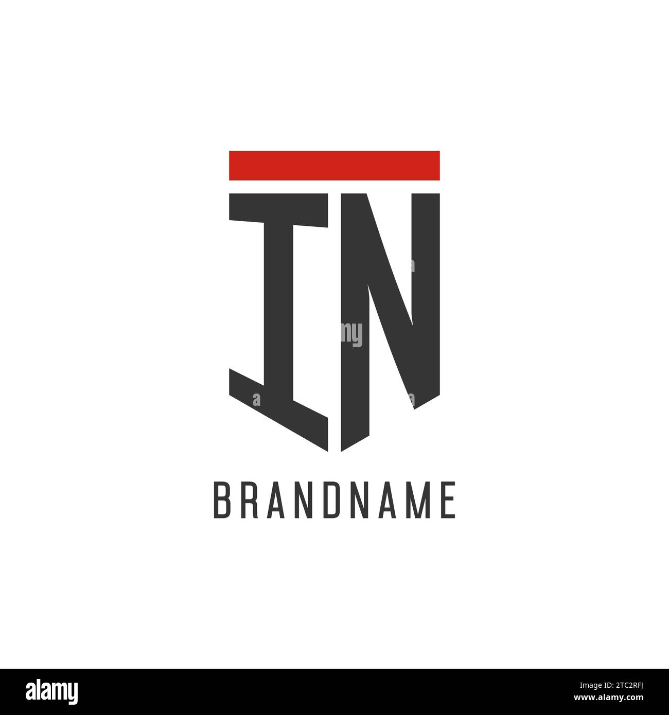 IN initial esport logo with simple shield design style vector graphic Stock Vector