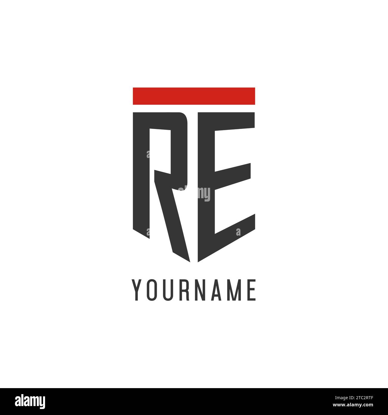 RE initial esport logo with simple shield design style vector graphic ...
