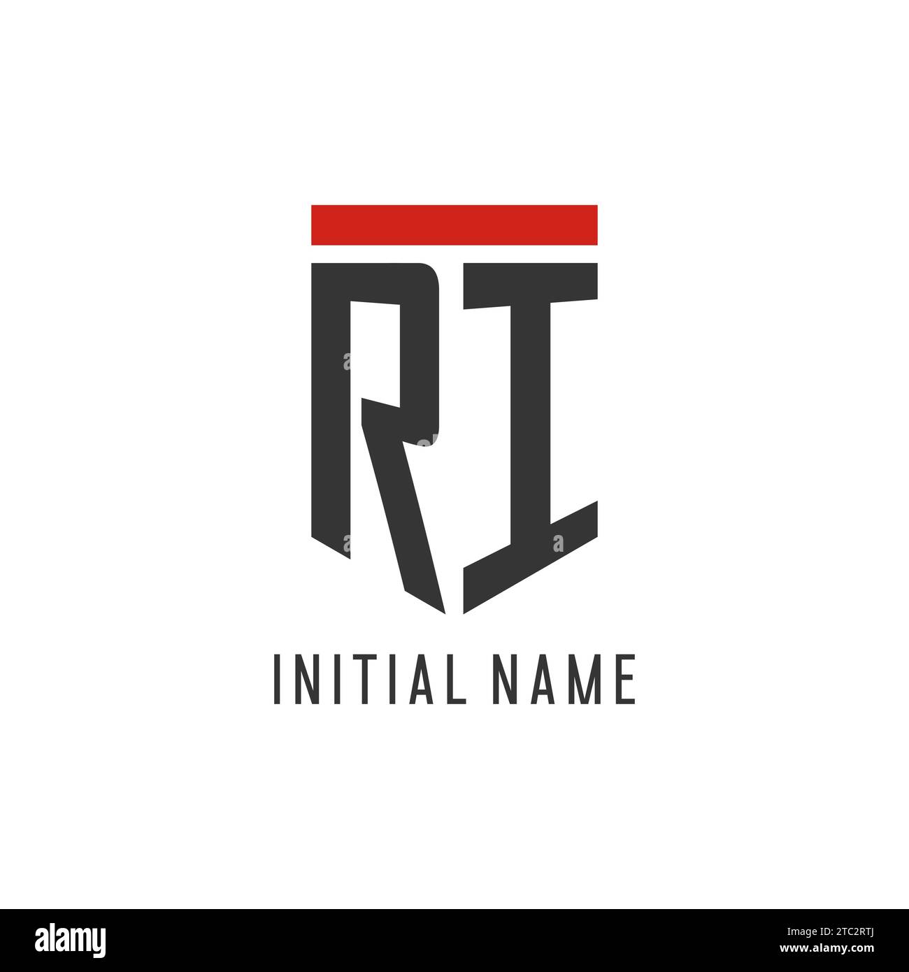 RI initial esport logo with simple shield design style vector graphic Stock Vector
